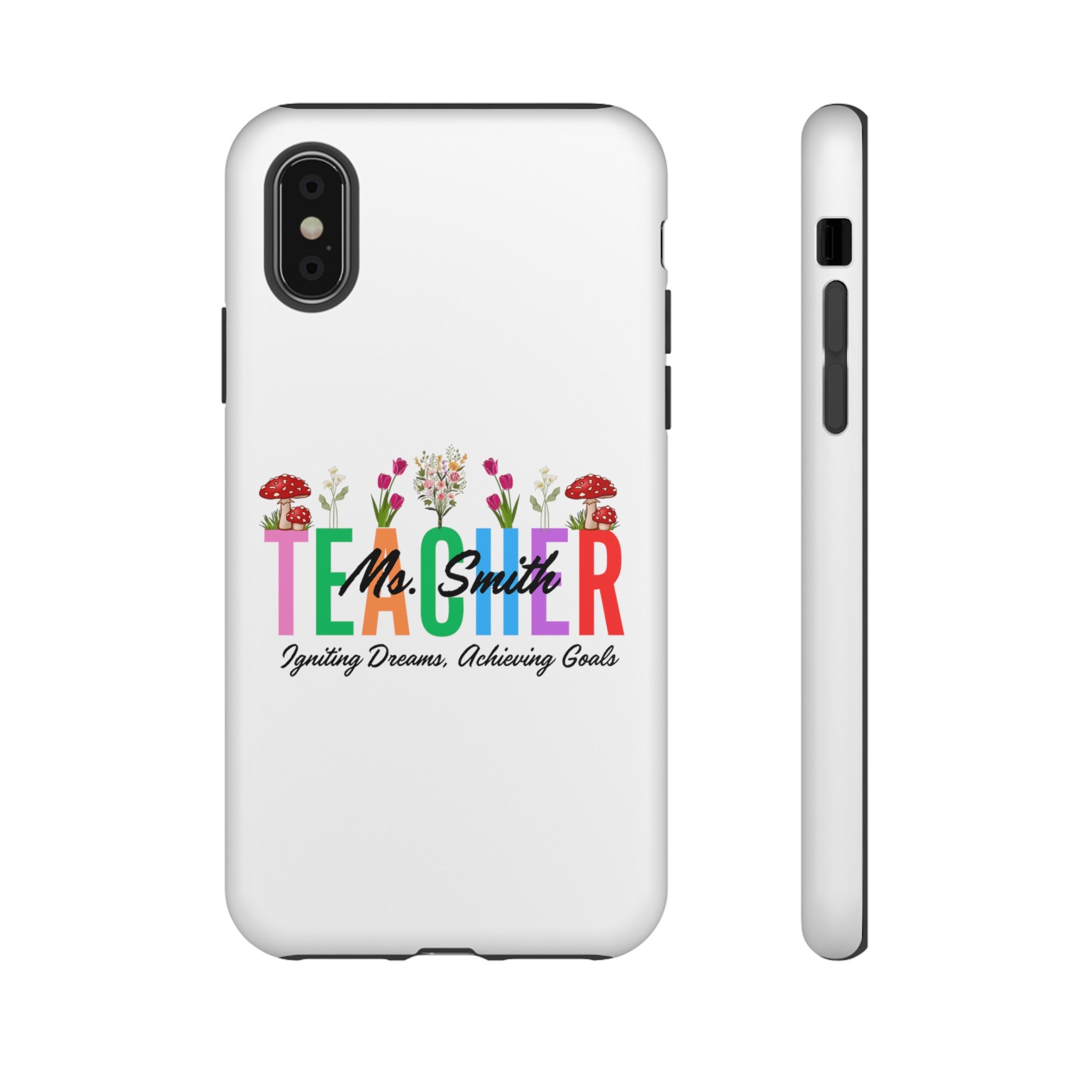 Personalized Floral Teacher iPhones and Samsung Galaxy Tough Cases, Teacher Name, Gift for teacher, Teacher's Appreciation