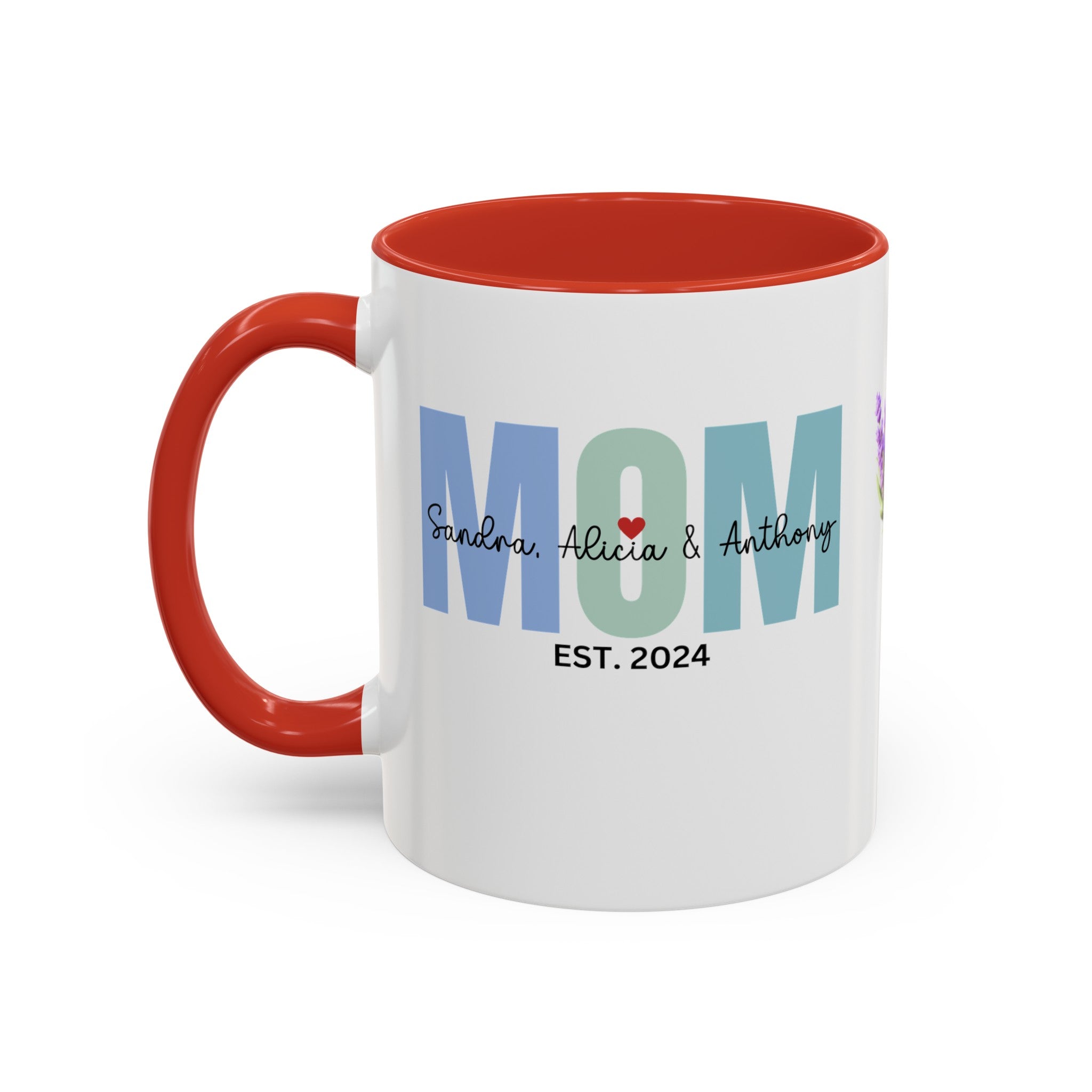 Personalized Mom Accent Coffee Mug (11, 15oz), Gift for Mom, Happy Birthday Mom, Mother's Day gift, Mom's Mug, Mom's Coffee Mug