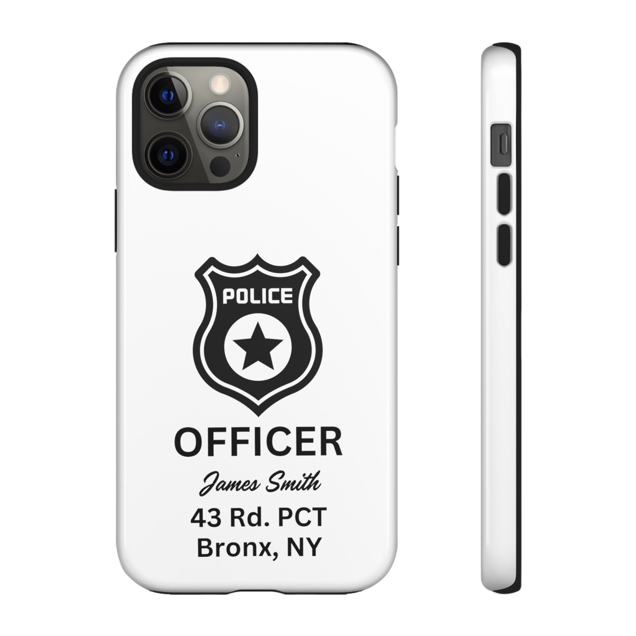 Personalized Police Officer iPhone, Samsung Tough Cases with Officer's Name and Precinct, Gift for Police Officers, Police Appreciation