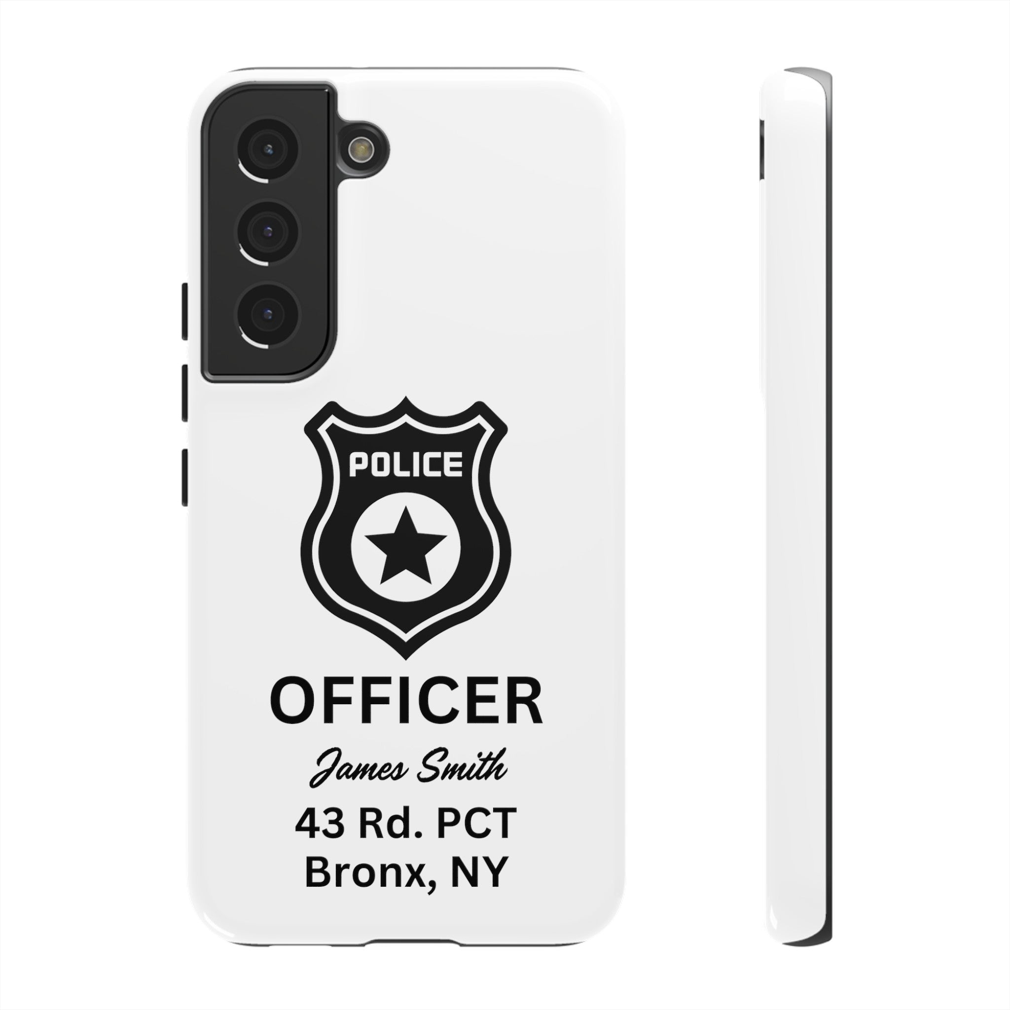 Personalized Police Officer iPhone, Samsung Tough Cases with Officer's Name and Precinct, Gift for Police Officers, Police Appreciation