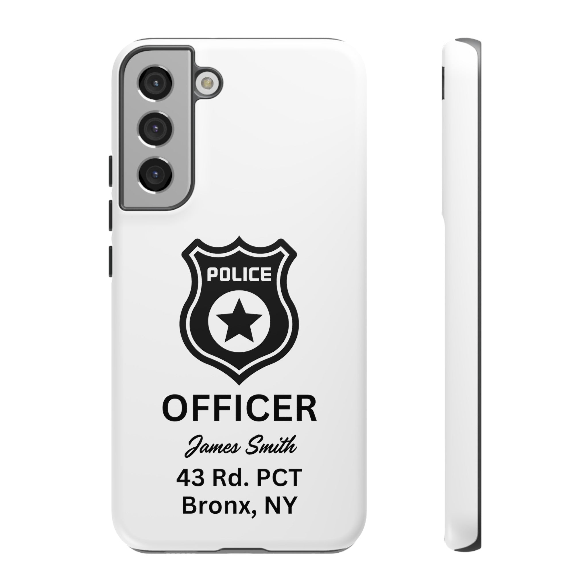 Personalized Police Officer iPhone, Samsung Tough Cases with Officer's Name and Precinct, Gift for Police Officers, Police Appreciation