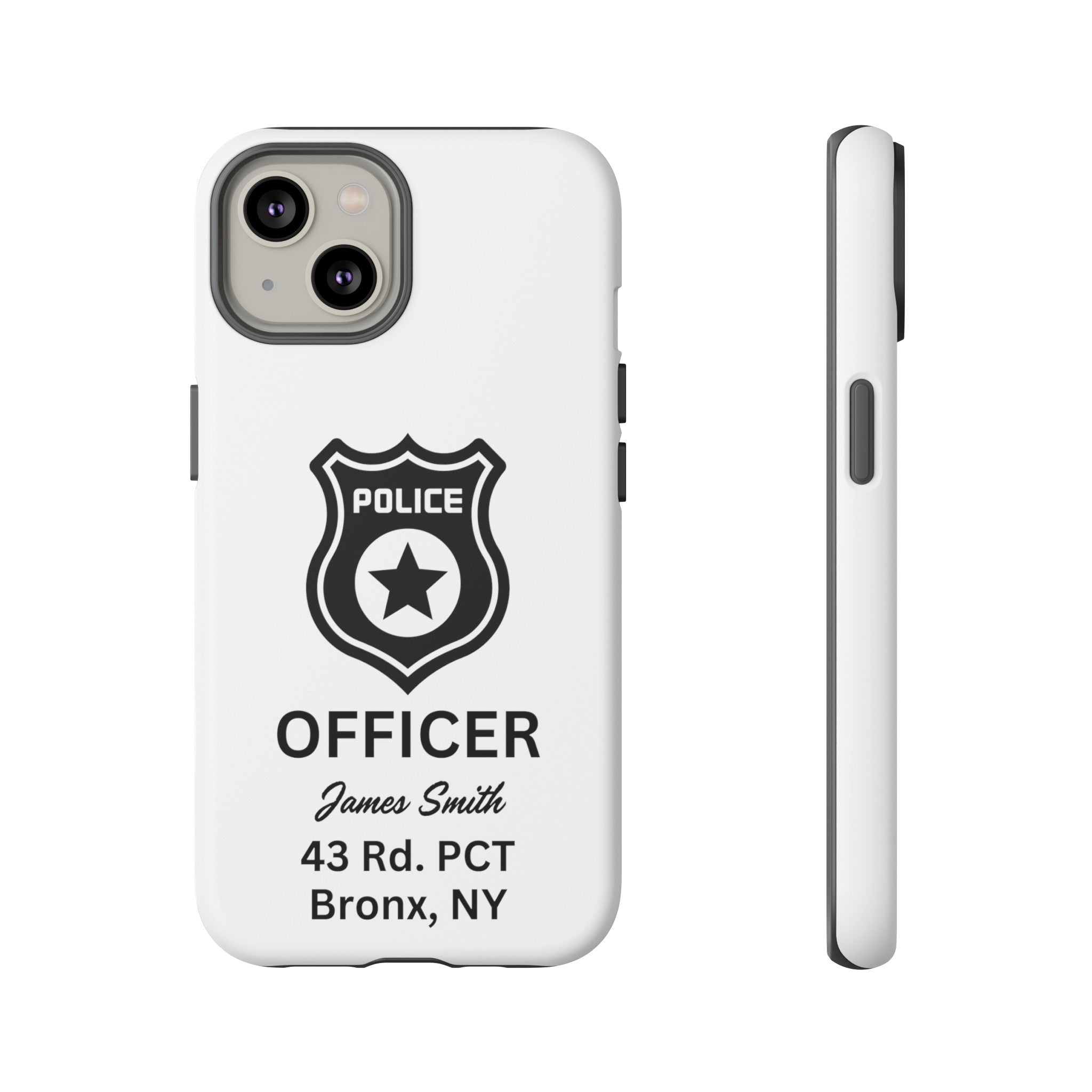 Personalized Police Officer iPhone, Samsung Tough Cases with Officer's Name and Precinct, Gift for Police Officers, Police Appreciation