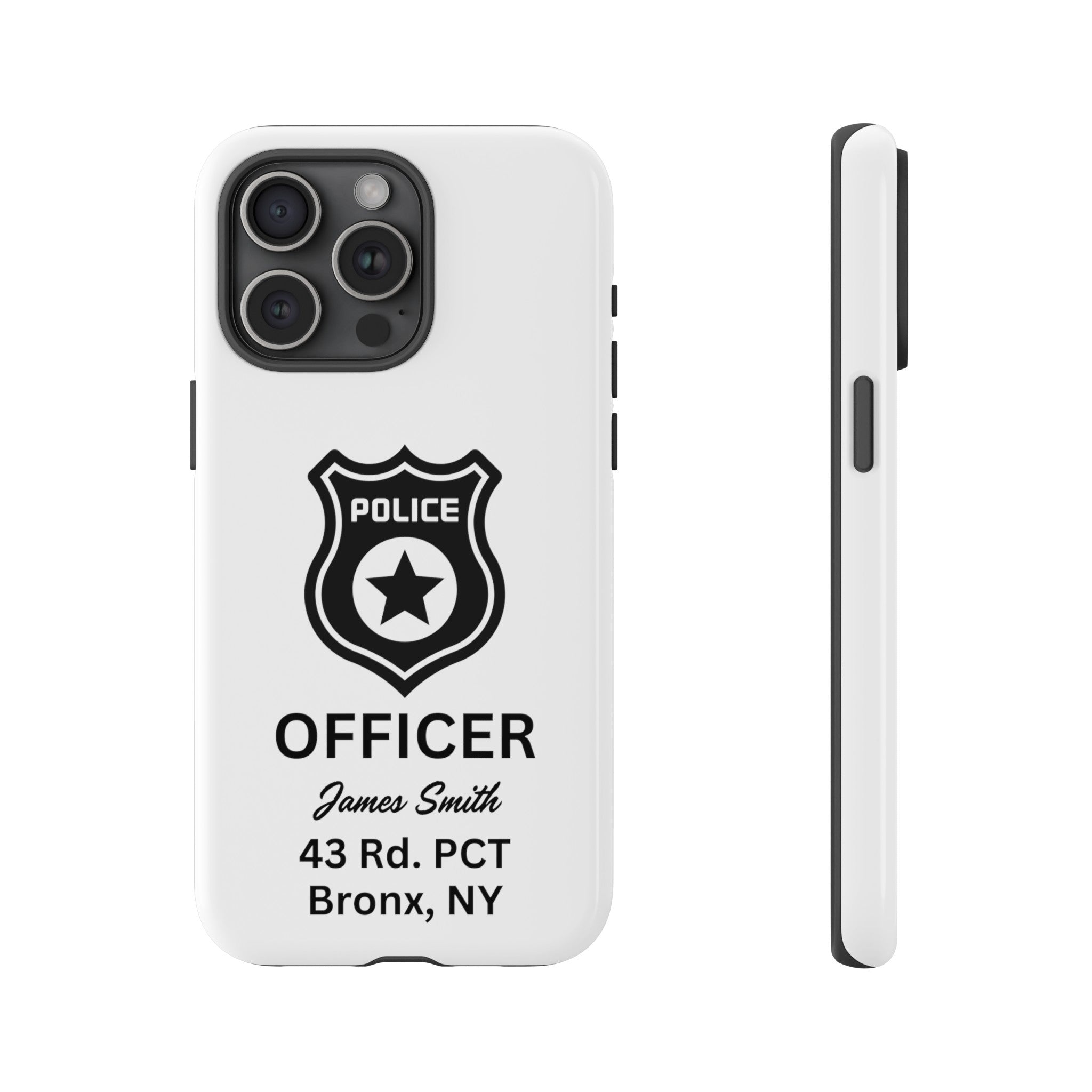 Personalized Police Officer iPhone, Samsung Tough Cases with Officer's Name and Precinct, Gift for Police Officers, Police Appreciation