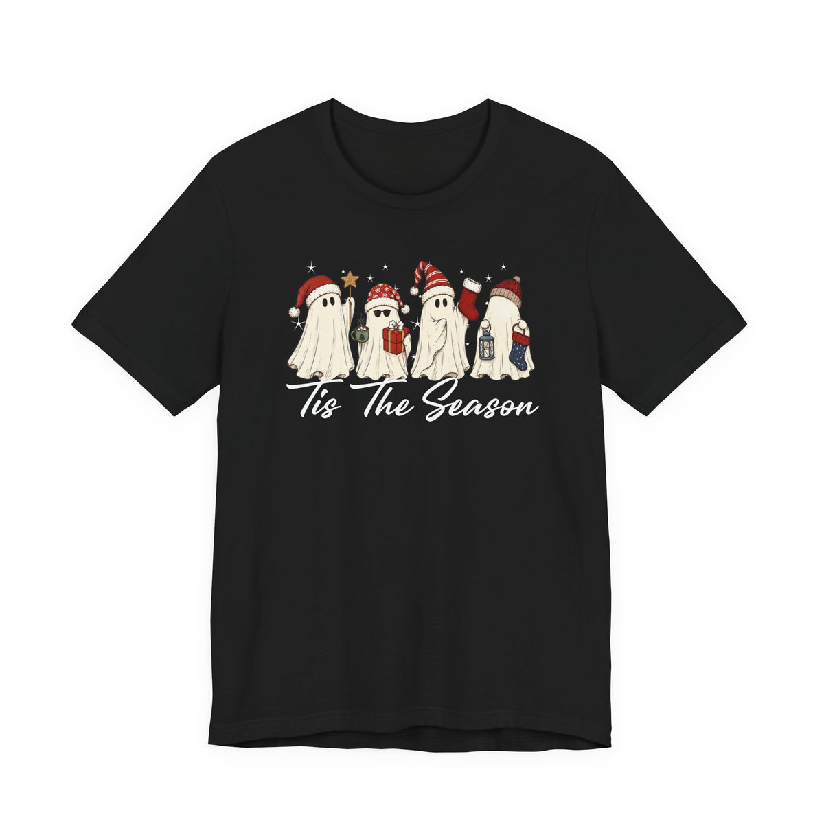 Tis The Season Halloween Shirt, Bella Canvas 3001 T-Shirt, Retro Ghost Tee, Cute Christmas Ghost