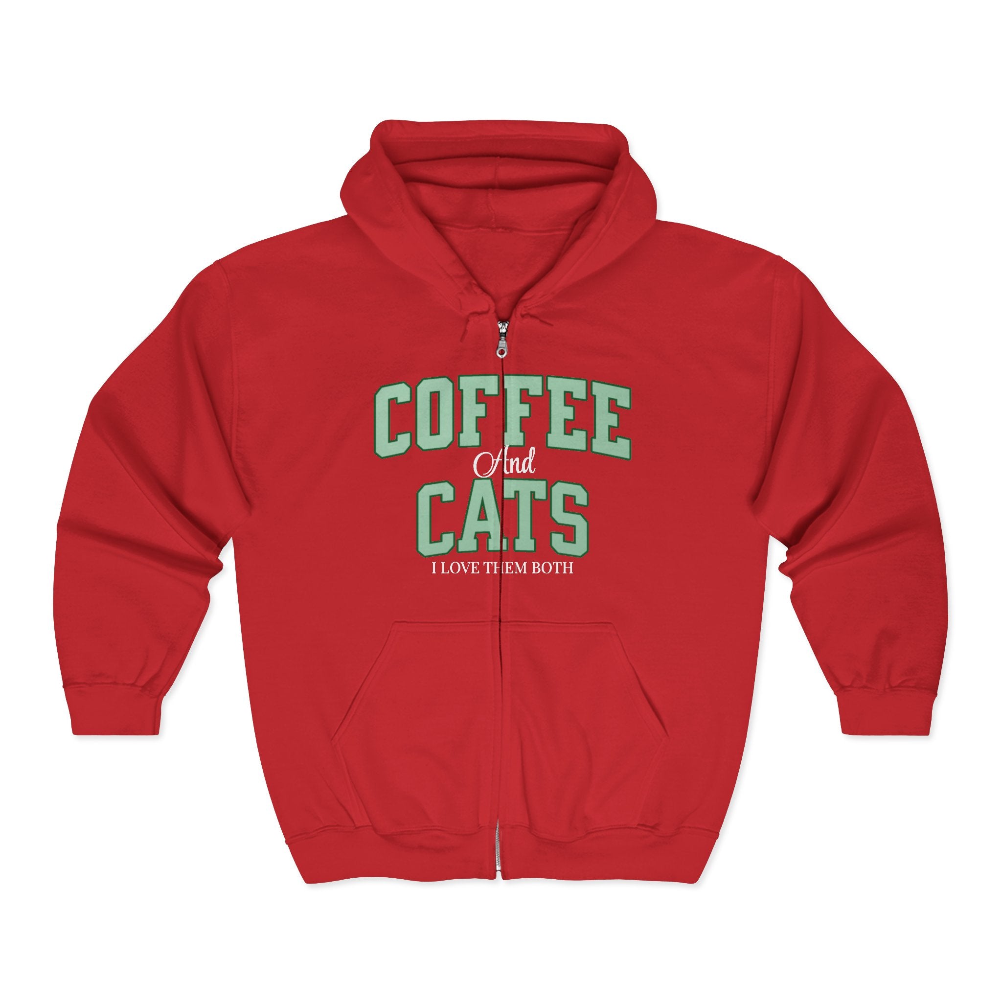 Coffee and Cat Sweatshirt, Coffee and Cat Zip-Up Hoodie, Gift for Cat Lovers