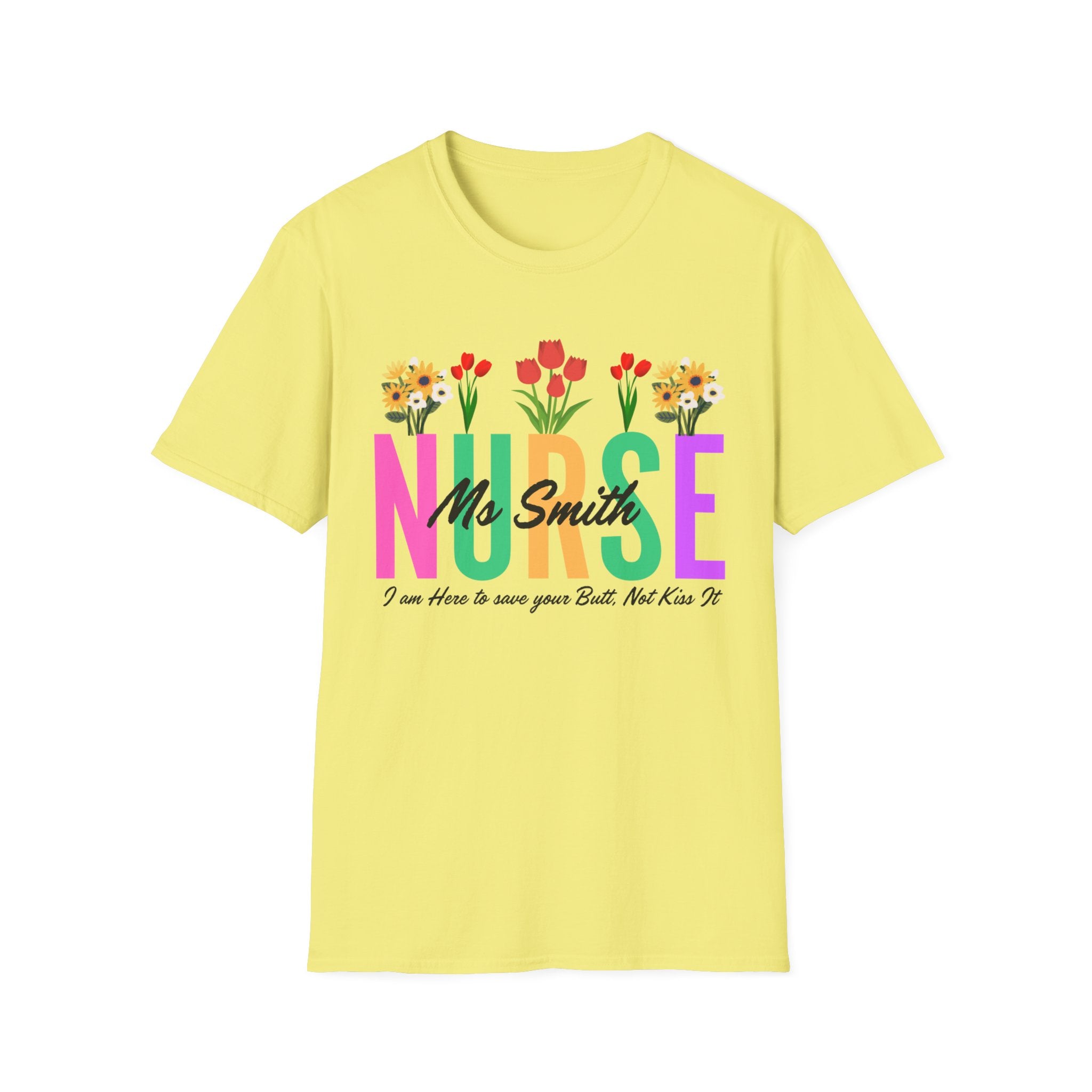 Personalized Floral Nurse Unisex Soft Style T-shirt with Nurse's Name, Gift for Nurse, Nurse's Appreciation, Nurse Shirt, Gift for Nurse, Nurse Graduation