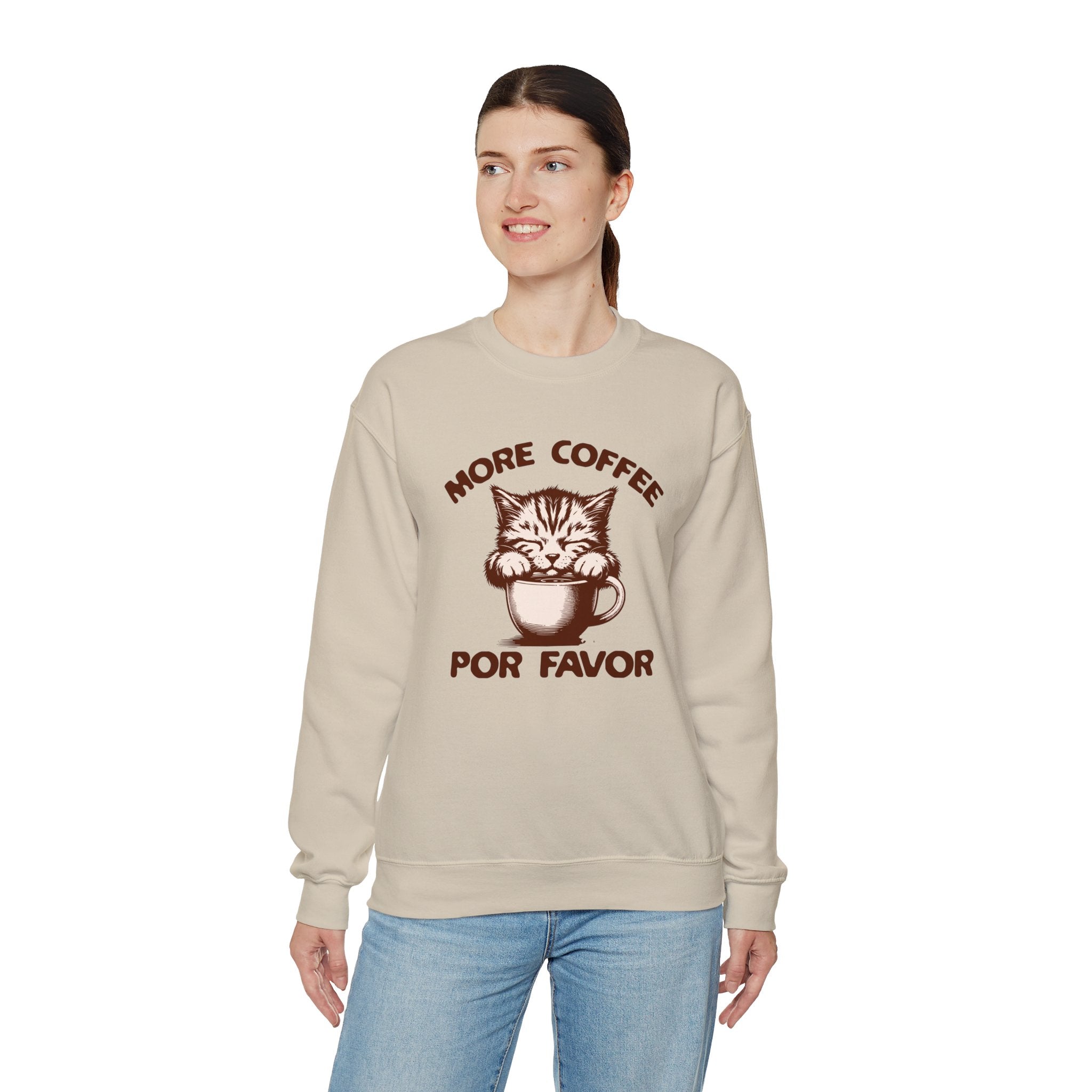 More Coffee Por Favor Funny Unisex Heavy Blend™ Crewneck Sweatshirt, Gift for Mom, Gift for Dad, Gift for Teacher, Gift for friend