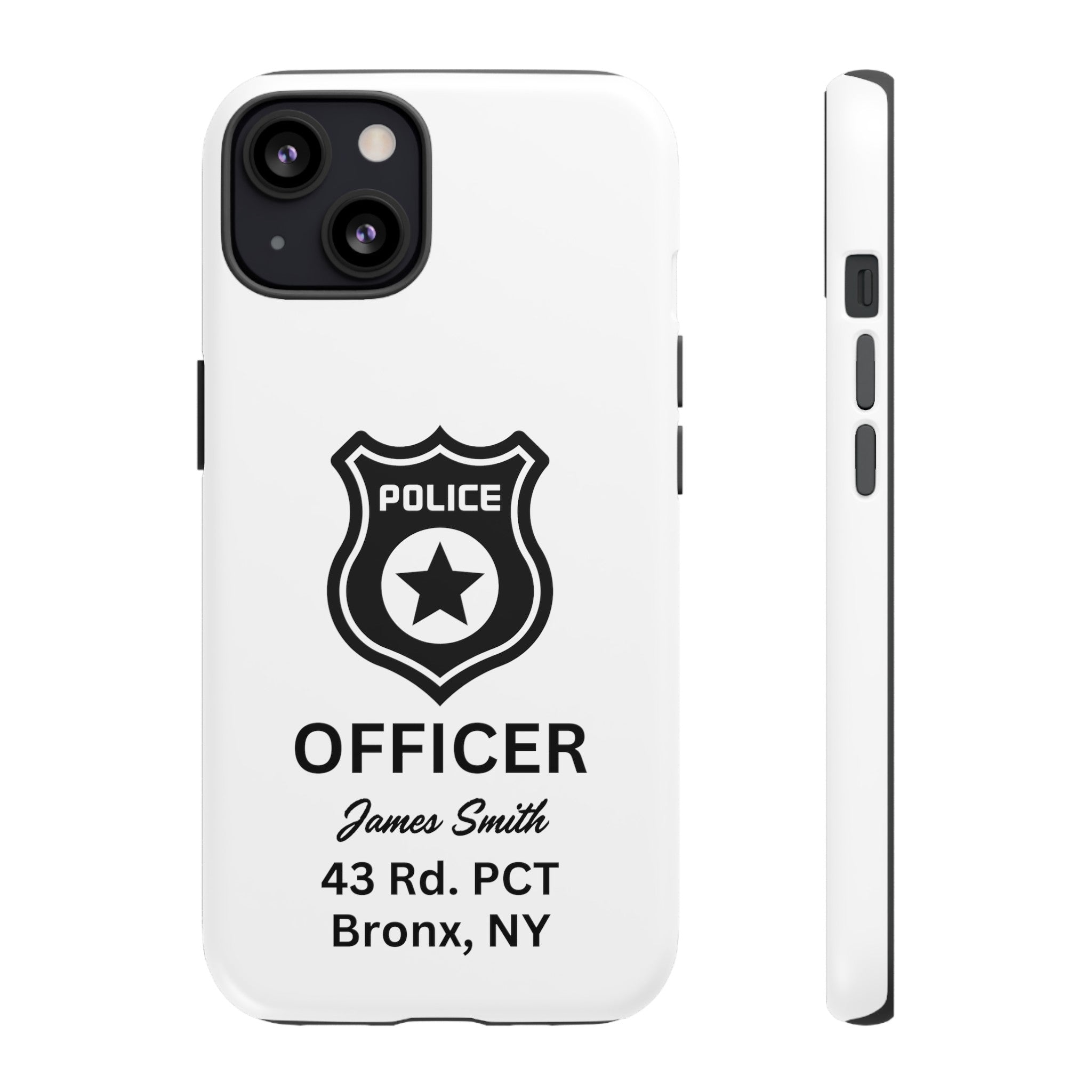 Personalized Police Officer iPhone, Samsung Tough Cases with Officer's Name and Precinct, Gift for Police Officers, Police Appreciation