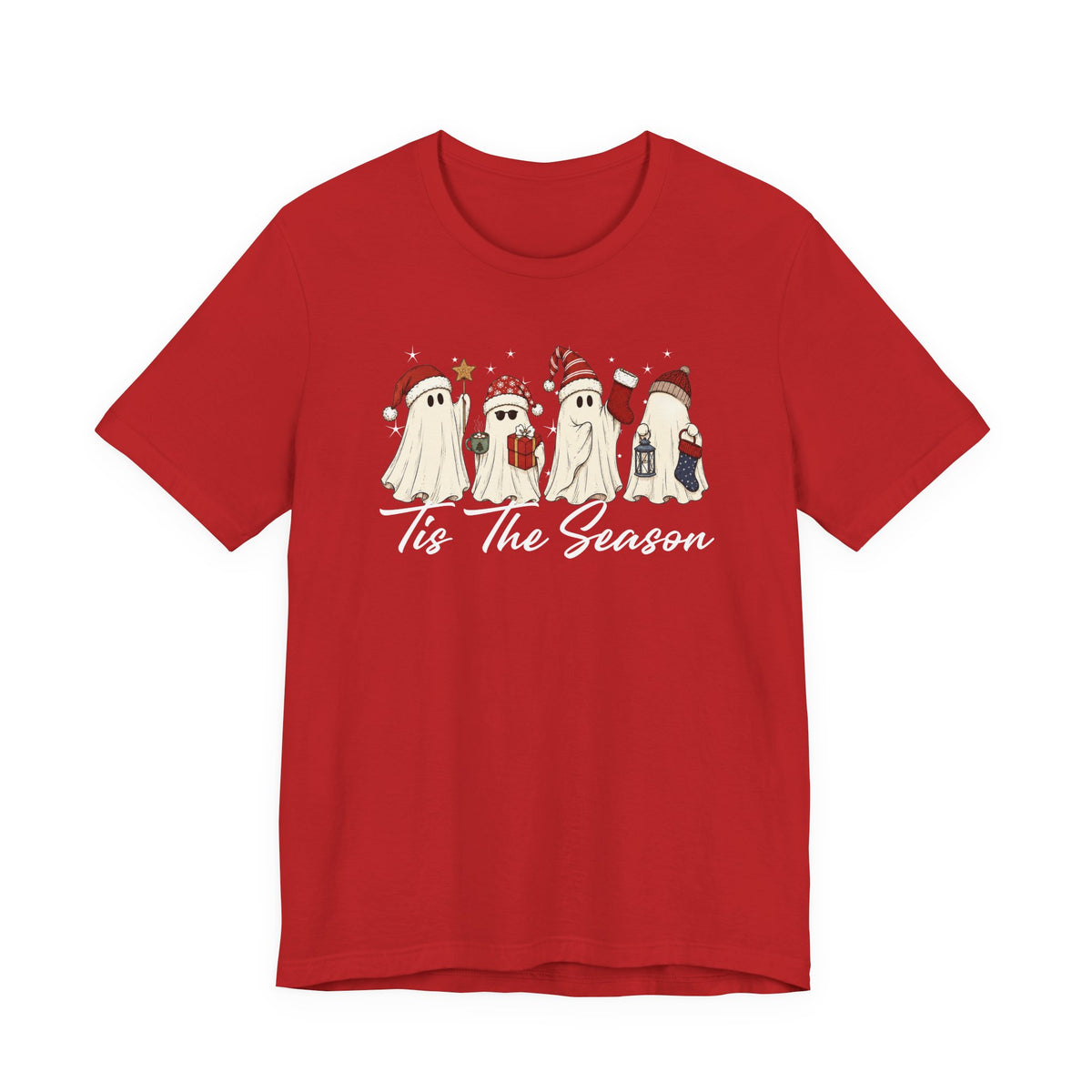 Tis The Season Halloween Shirt, Bella Canvas 3001 T-Shirt, Retro Ghost Tee, Cute Christmas Ghost