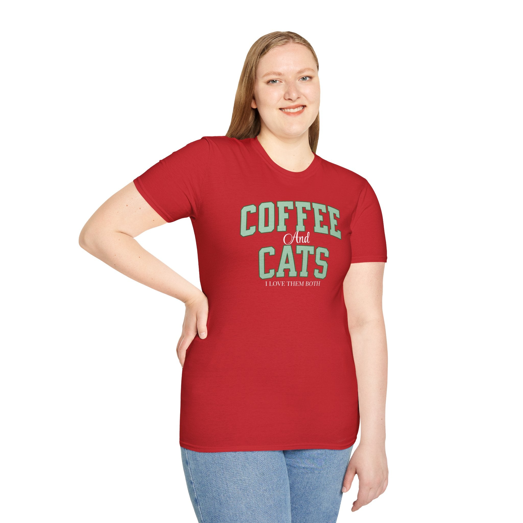 Coffee and Cats T-Shirt — "Coffee and Cats, I Love Them Both" Graphic Tee for Cat & Coffee Lovers