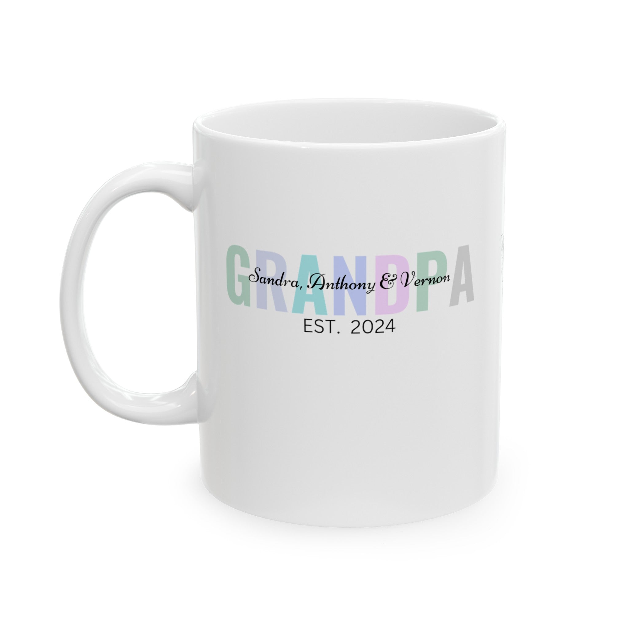 Personalized Grandpa Ceramic Mug, (11oz, 15oz) with Grandkids Names, Gift for Grandpa, Gift from Grandkids, Gift from Kids