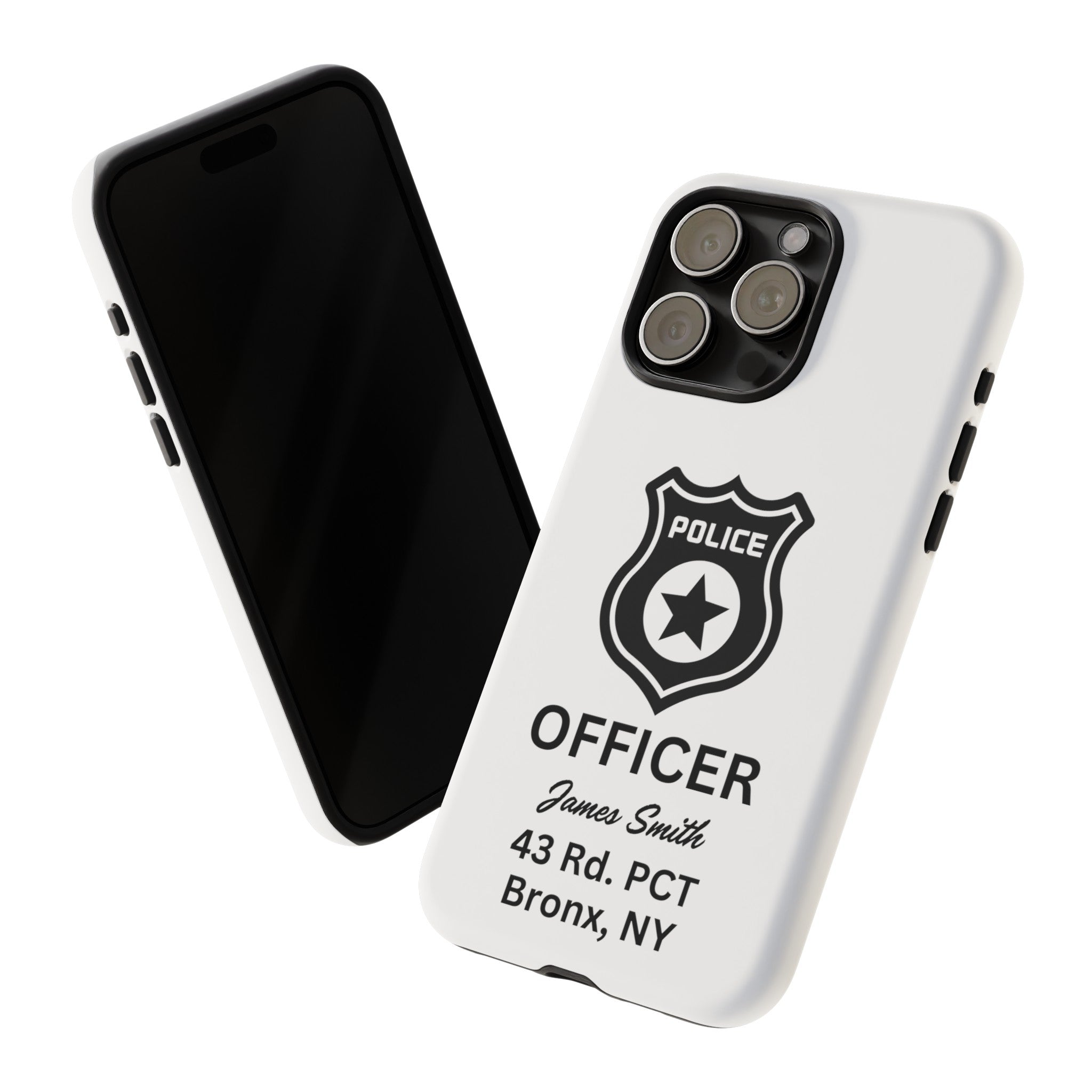 Personalized Police Officer iPhone, Samsung Tough Cases with Officer's Name and Precinct, Gift for Police Officers, Police Appreciation