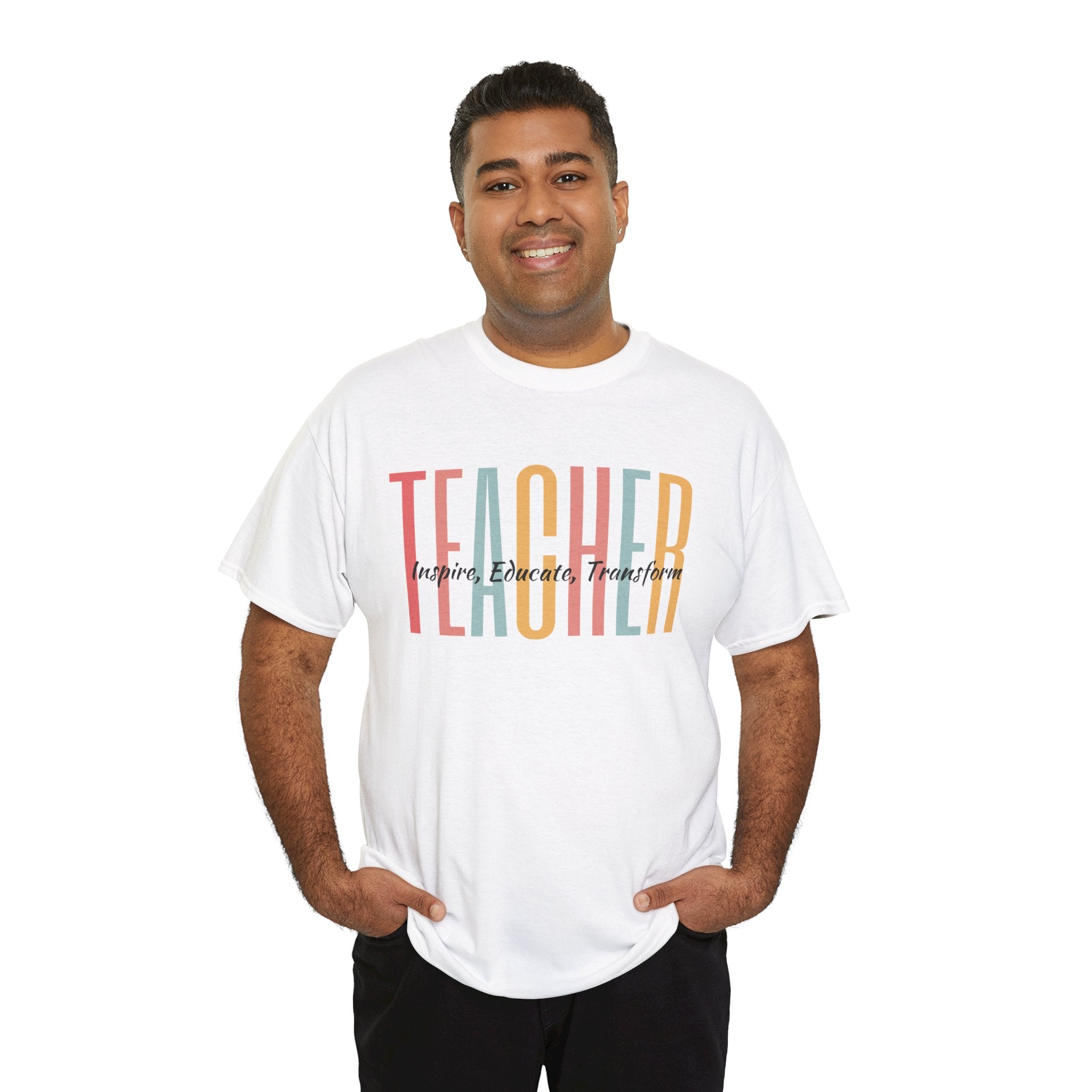Teacher Inspire, Educate and Transform Unisex Heavy Cotton T-Shirt, Teacher's Shirt, Principal T-shirt, Counselors Shirt