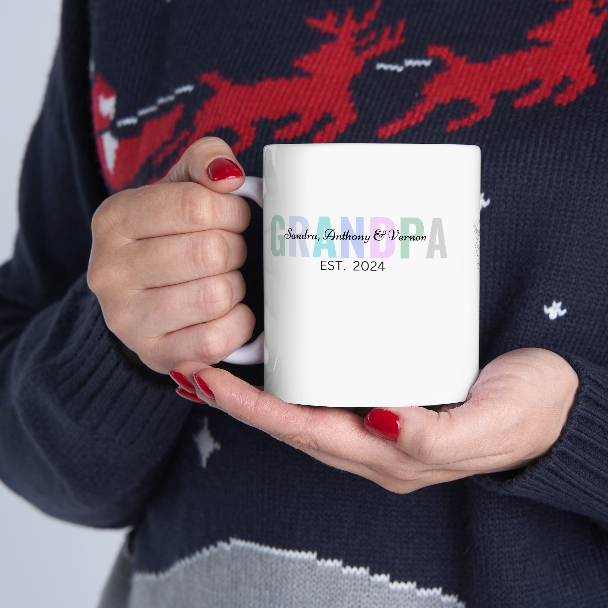 Personalized Grandpa Ceramic Mug, (11oz, 15oz) with Grandkids Names, Gift for Grandpa, Gift from Grandkids, Gift from Kids