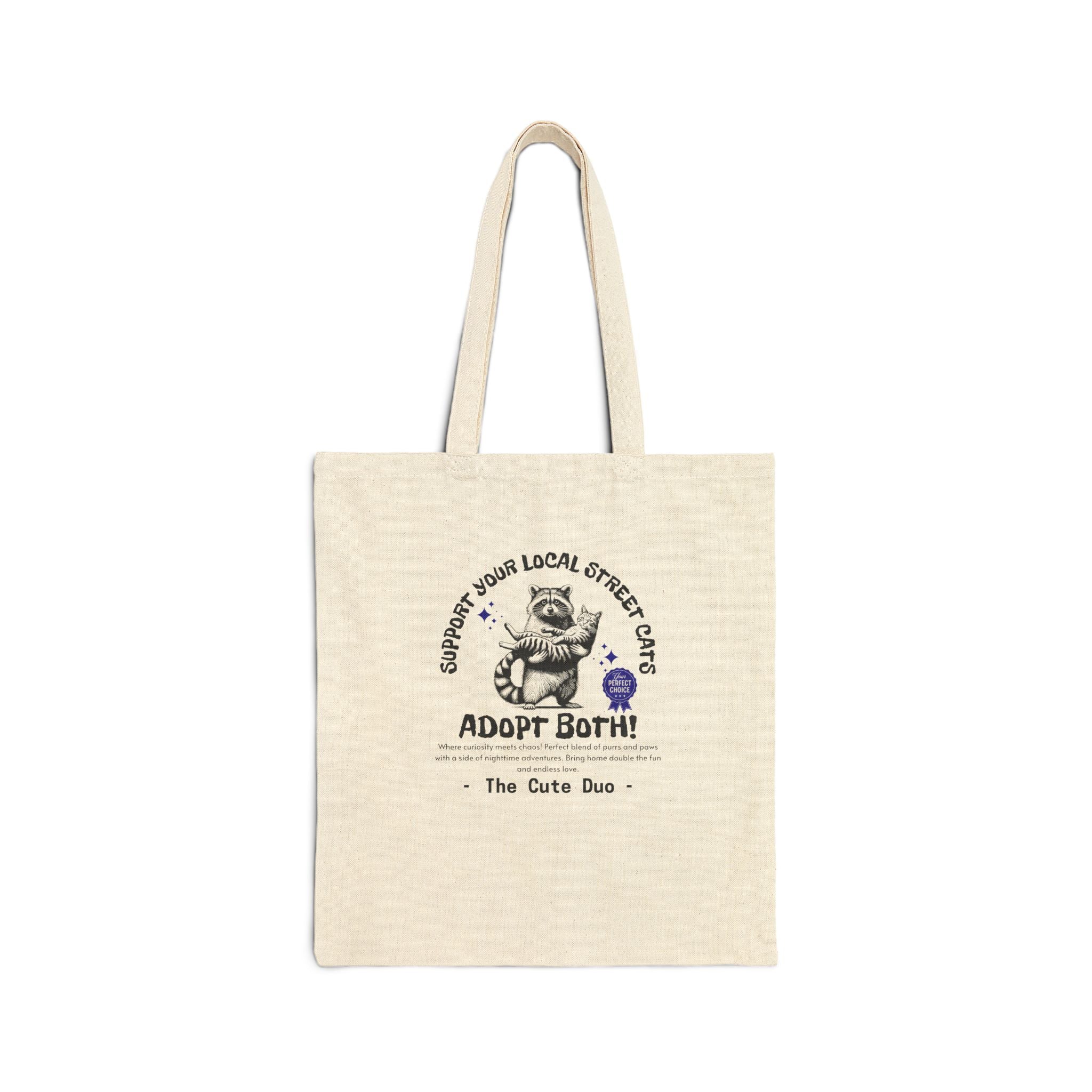 Funny Cotton Canvas Tote Bag, Funny Support Your Local Raccoon Street Cats bag, Gift for Cat Lovers, Gift for Cat Mom