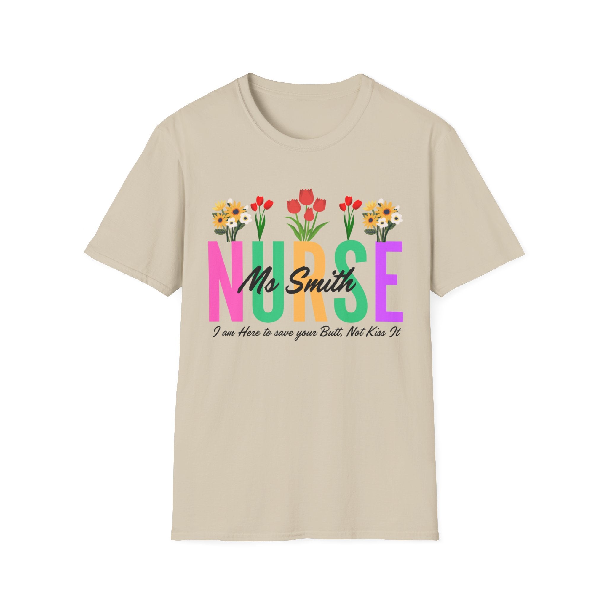 Personalized Floral Nurse Unisex Soft Style T-shirt with Nurse's Name, Gift for Nurse, Nurse's Appreciation, Nurse Shirt, Gift for Nurse, Nurse Graduation