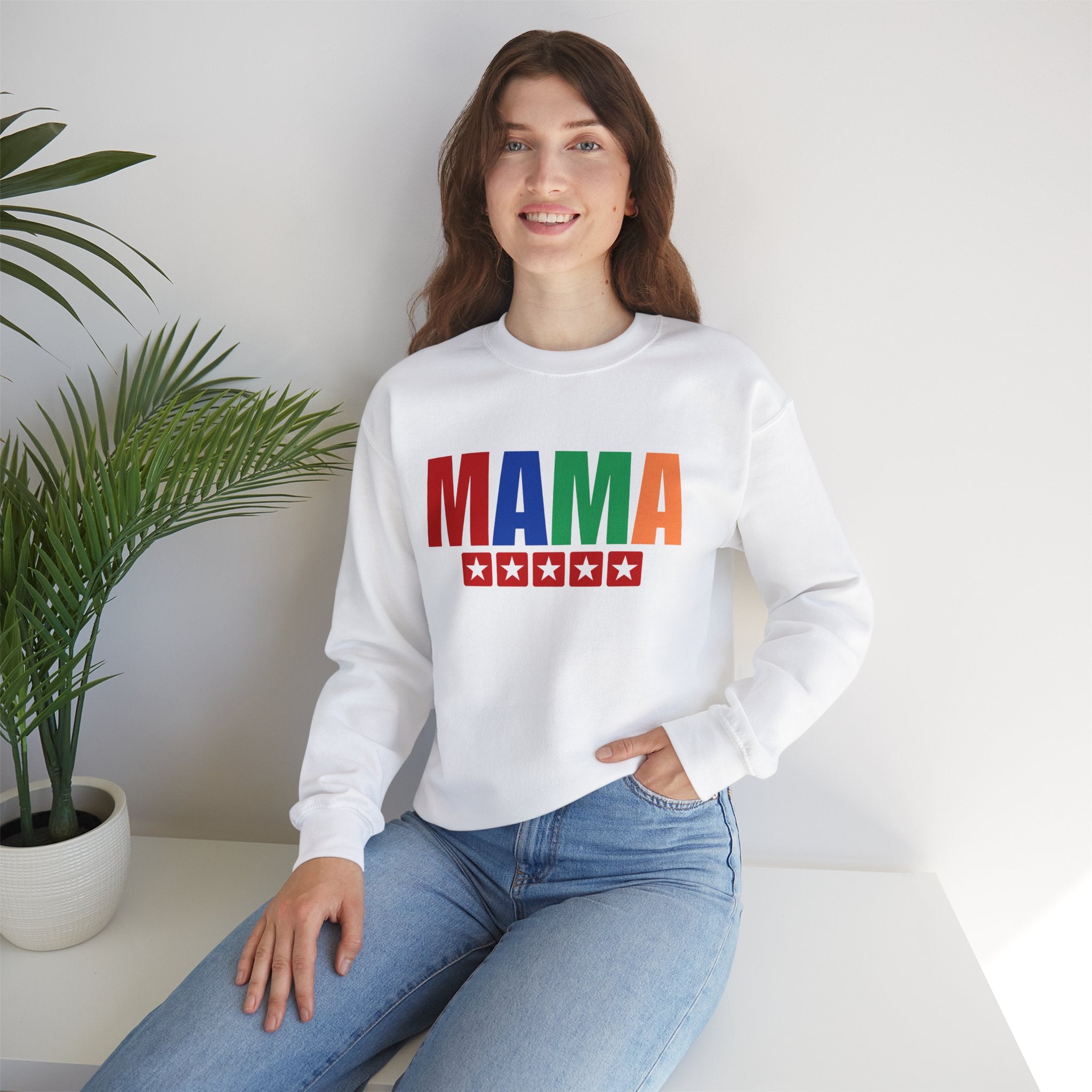 Mama Five Star Unisex Heavy Blend™ Crewneck Sweatshirt, Mother's Day Gift, Gift for Mom