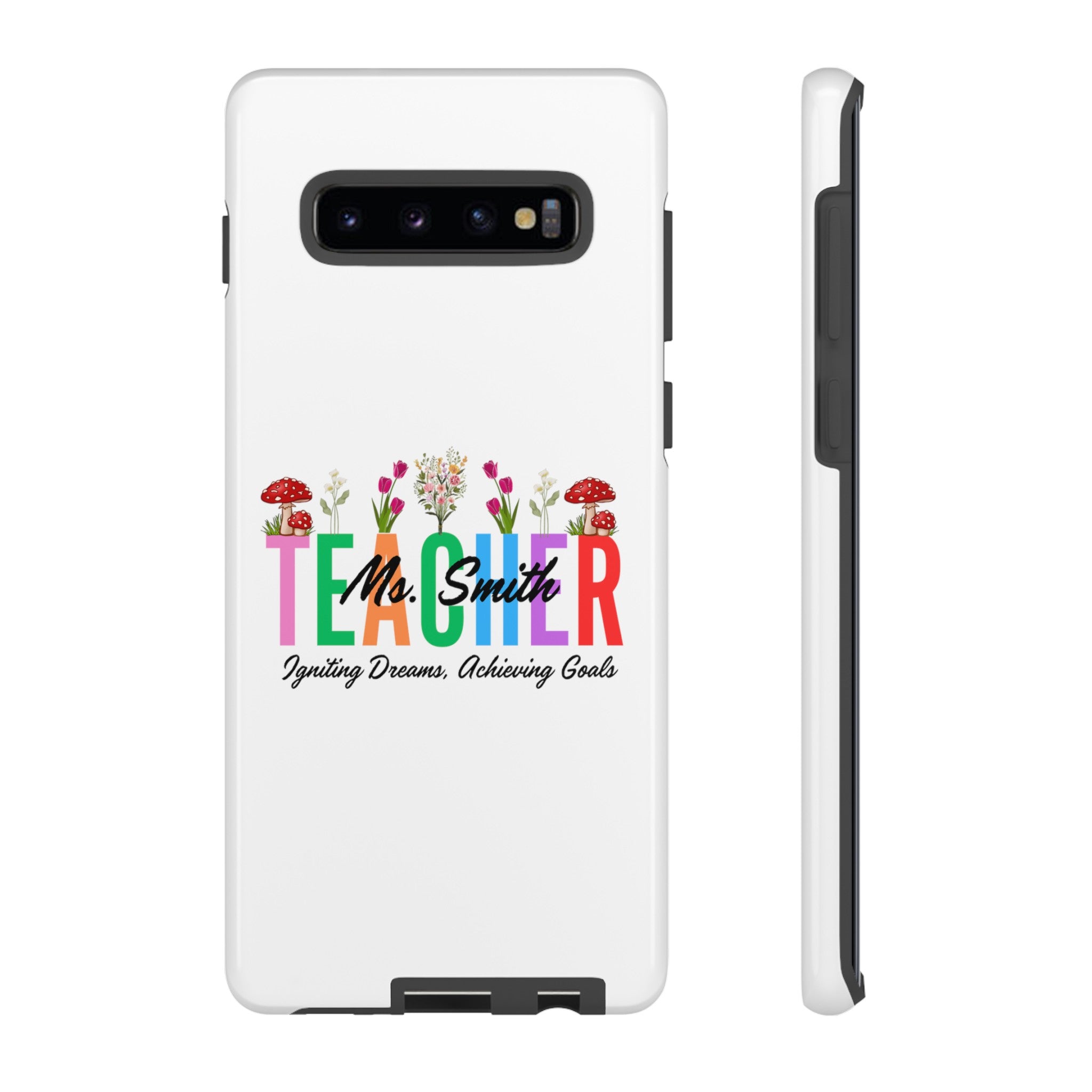 Personalized Floral Teacher iPhones and Samsung Galaxy Tough Cases, Teacher Name, Gift for teacher, Teacher's Appreciation