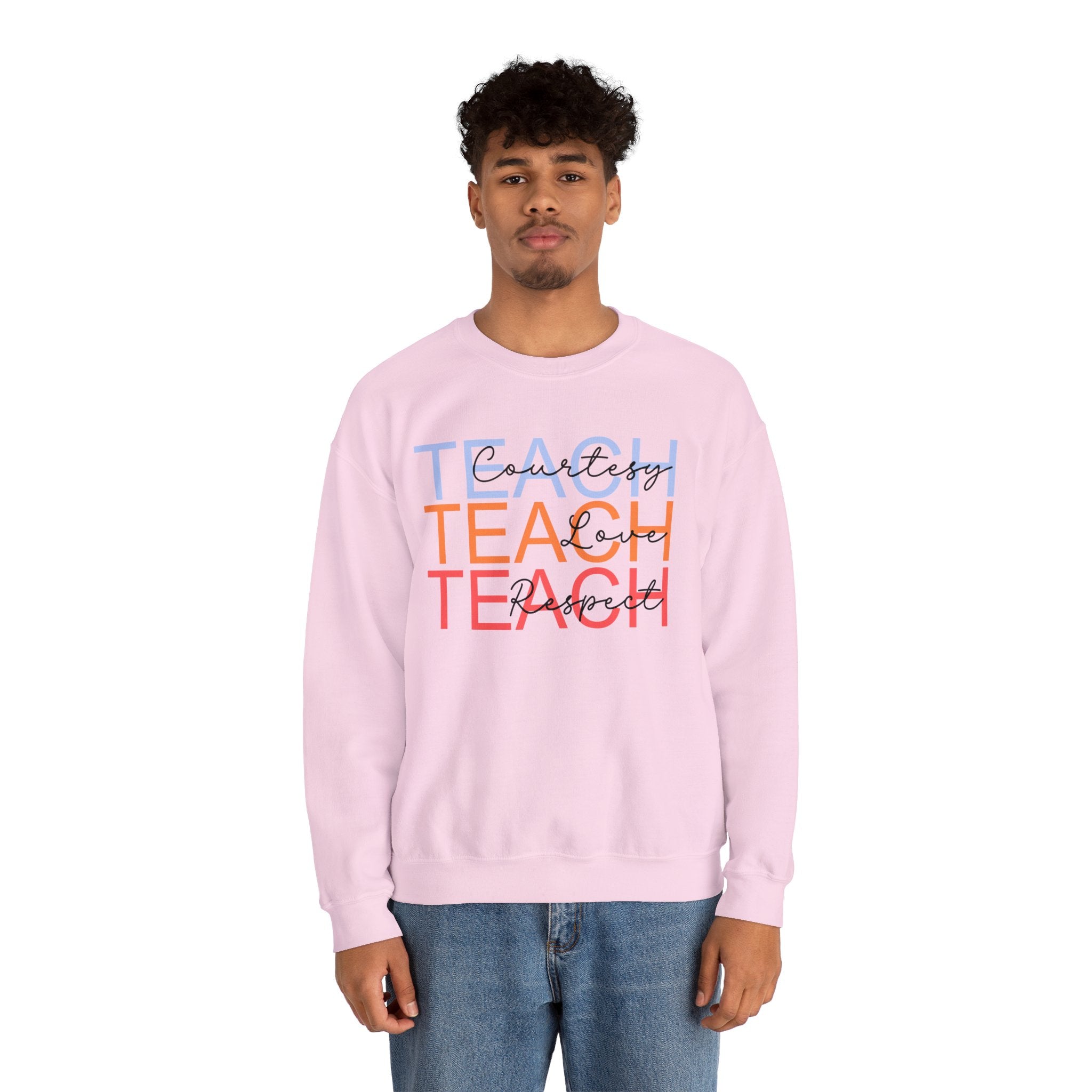 Teach Courtesy, Love, Respect Unisex Heavy Blend™ Crewneck Sweatshirt, Teacher Shirt, Gift for Teacher, Teacher Appreciation, Teacher Gift