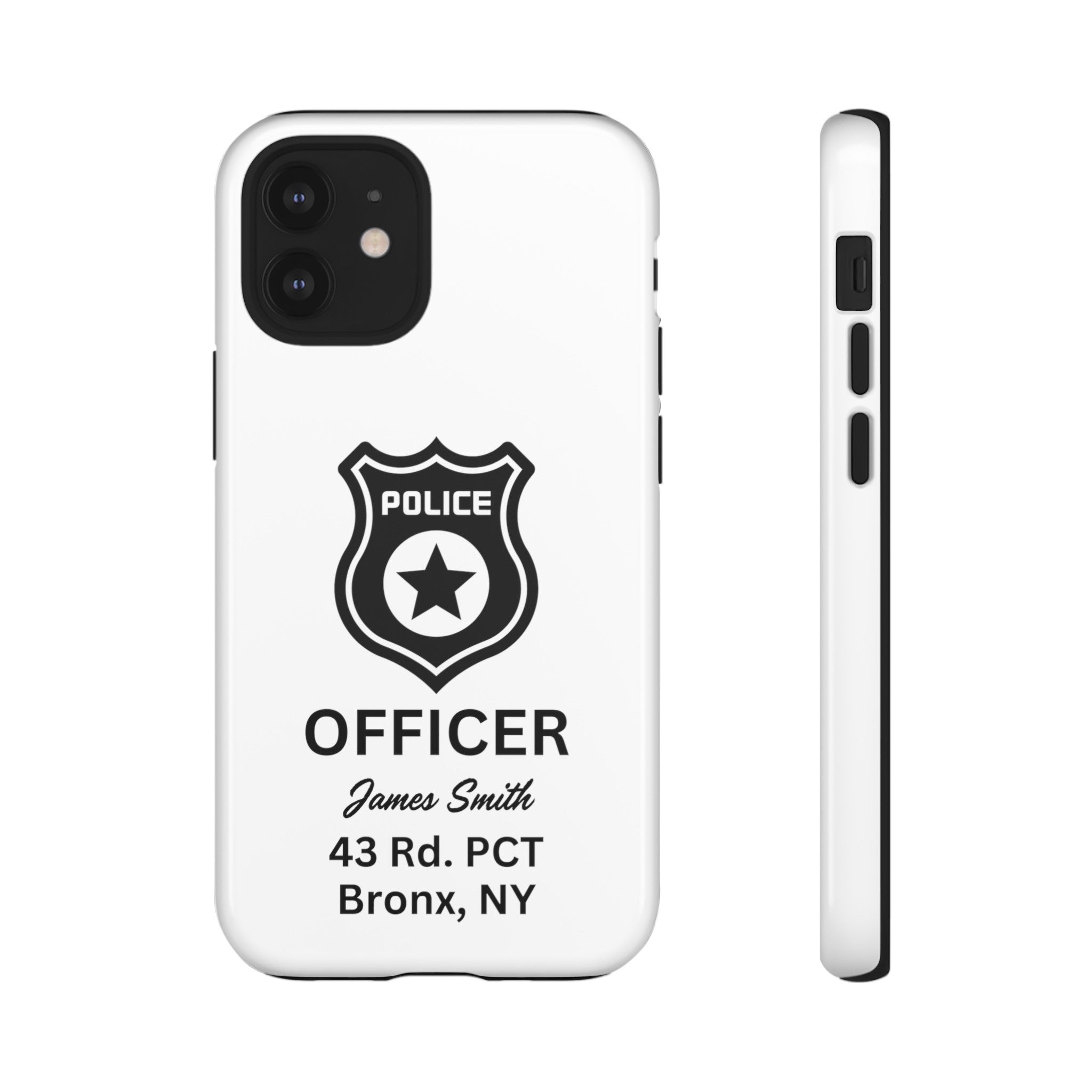 Personalized Police Officer iPhone, Samsung Tough Cases with Officer's Name and Precinct, Gift for Police Officers, Police Appreciation