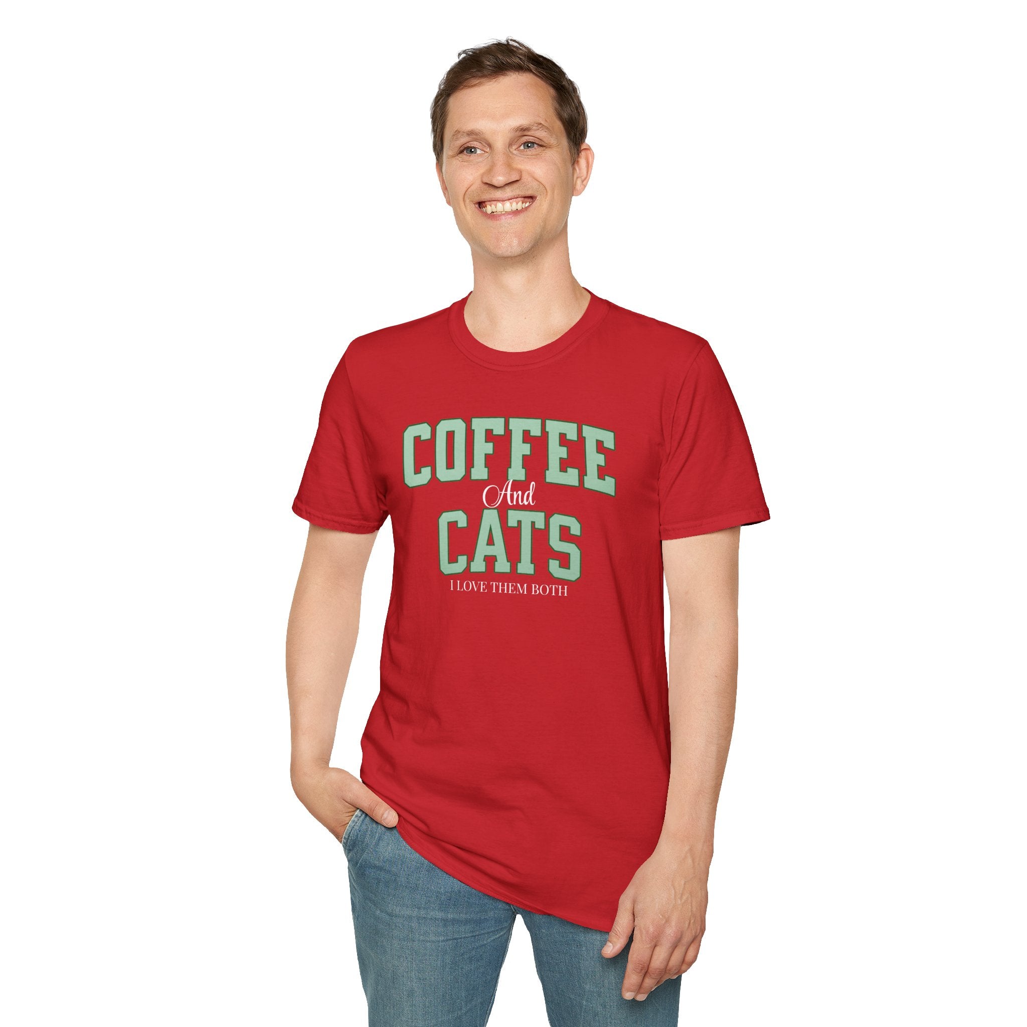 Coffee and Cats T-Shirt — "Coffee and Cats, I Love Them Both" Graphic Tee for Cat & Coffee Lovers