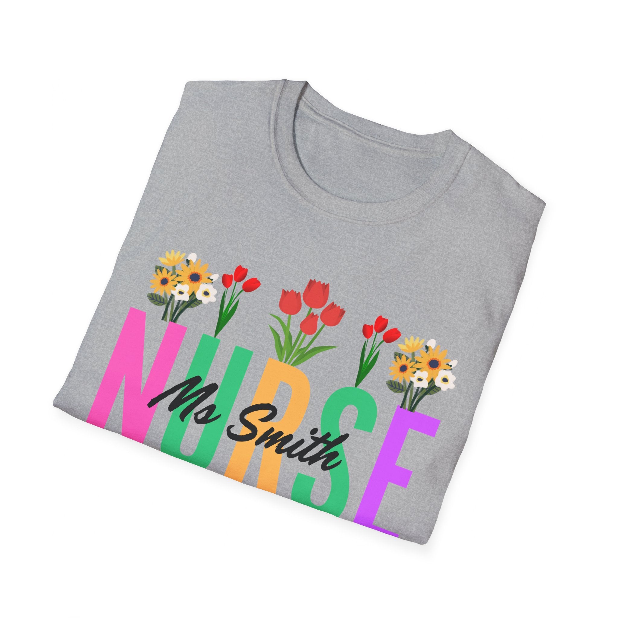 Personalized Floral Nurse Unisex Soft Style T-shirt with Nurse's Name, Gift for Nurse, Nurse's Appreciation, Nurse Shirt, Gift for Nurse, Nurse Graduation