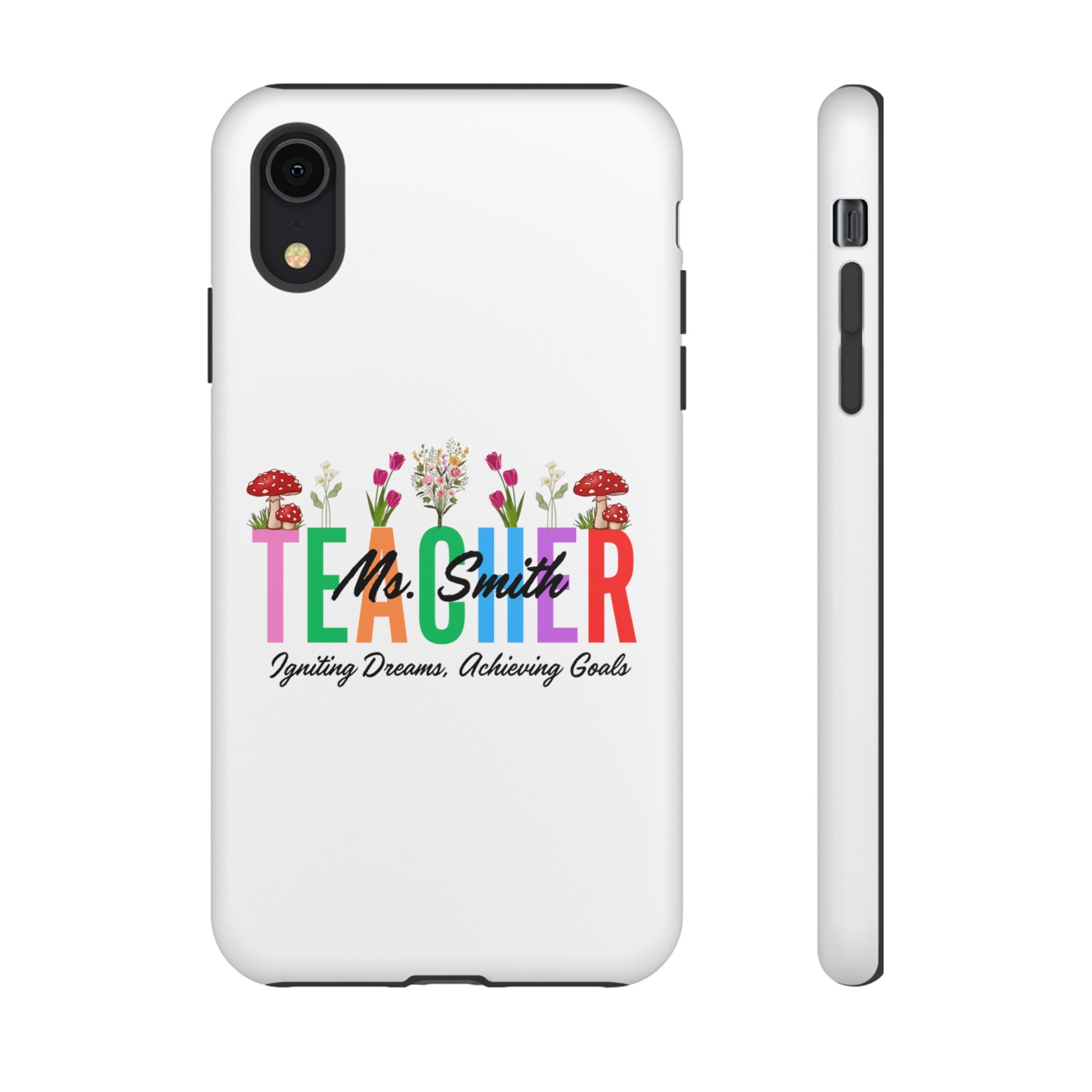 Personalized Floral Teacher iPhones and Samsung Galaxy Tough Cases, Teacher Name, Gift for teacher, Teacher's Appreciation