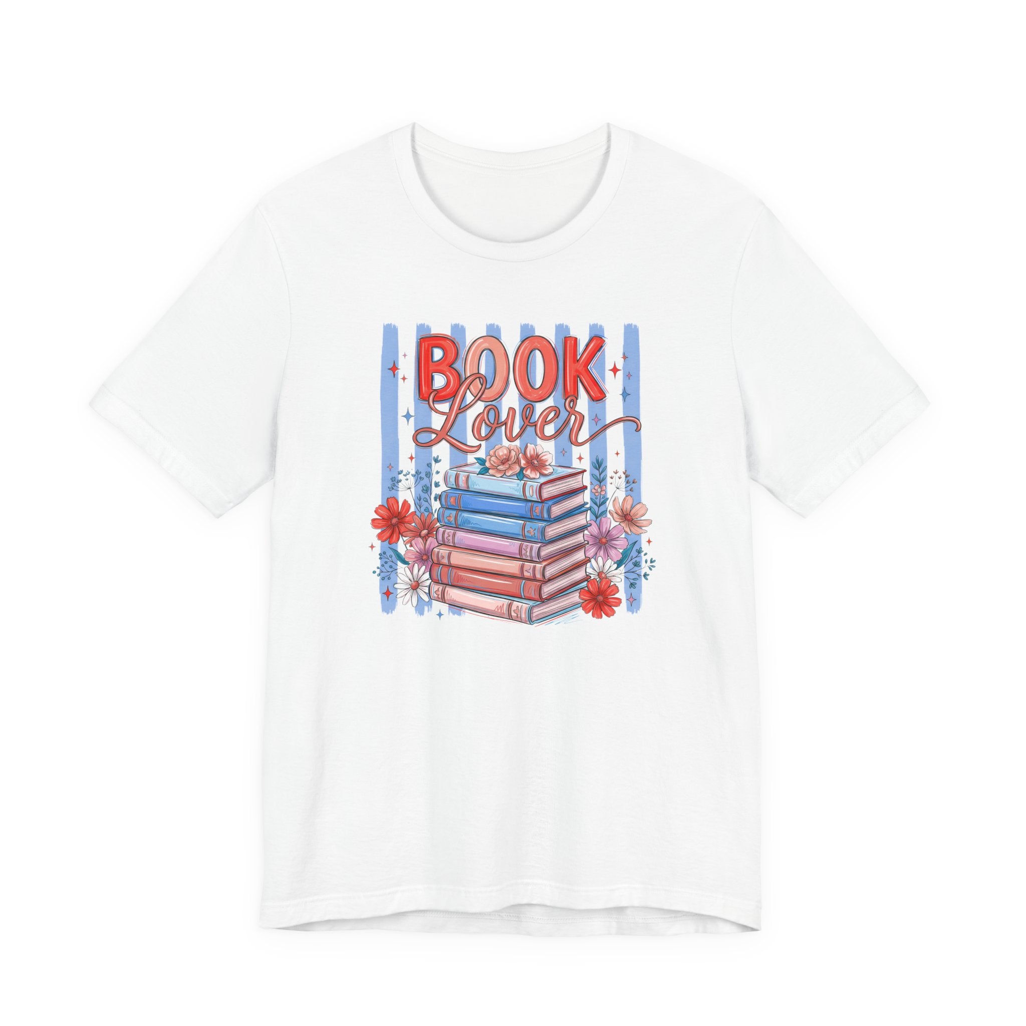 Book Lover Shirt,  Bella Canvas 3001 Striped Bookish Tee, Gift for Book Lover