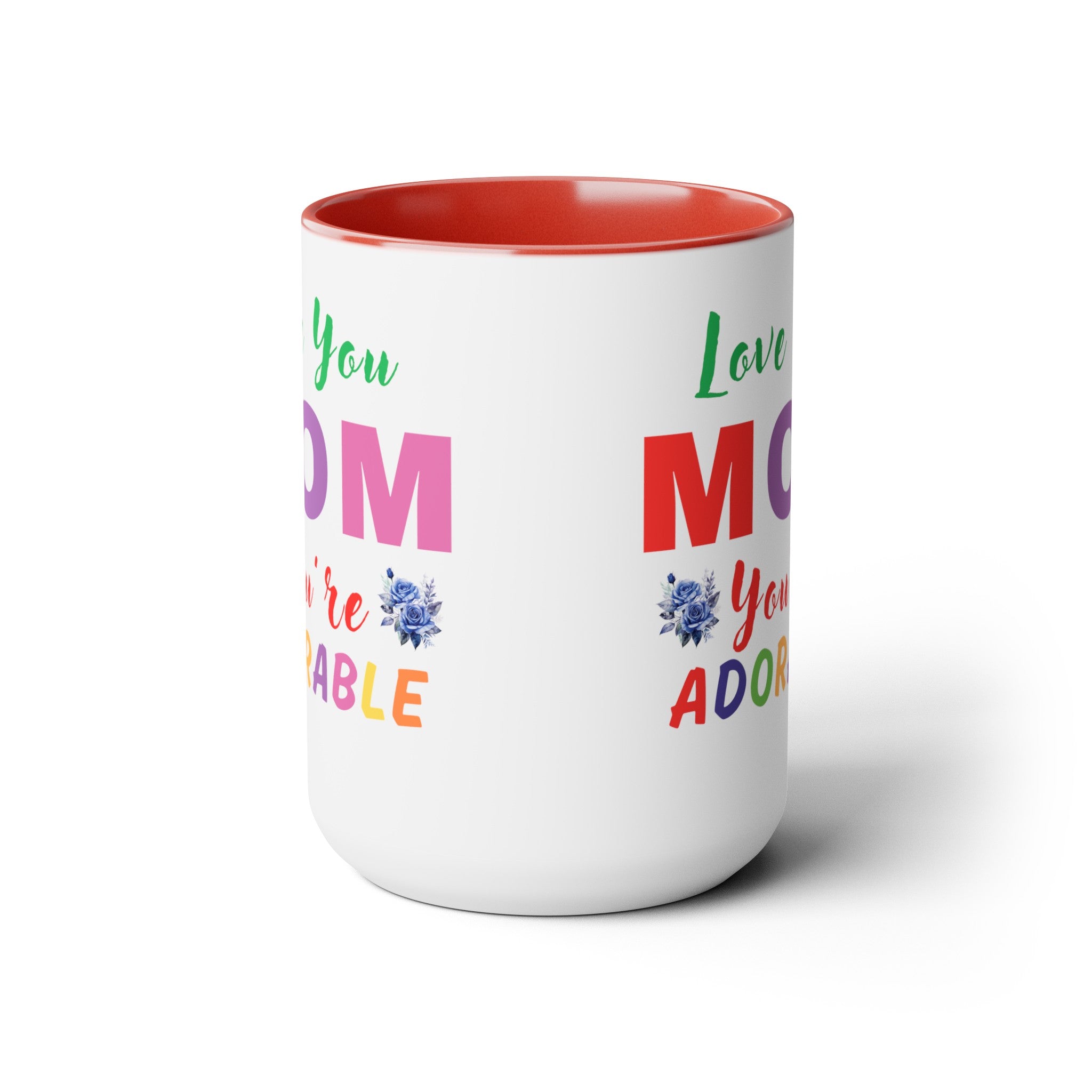 Love You Mom Mother's Day Gift for Mom Two-Tone Coffee Mugs, 15oz, Gift from Husband, Gift from Dad, Gift from Boyfriend