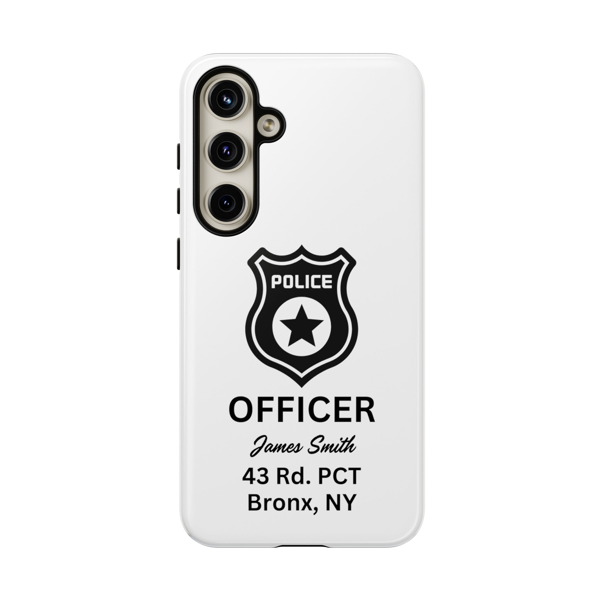 Personalized Police Officer iPhone, Samsung Tough Cases with Officer's Name and Precinct, Gift for Police Officers, Police Appreciation