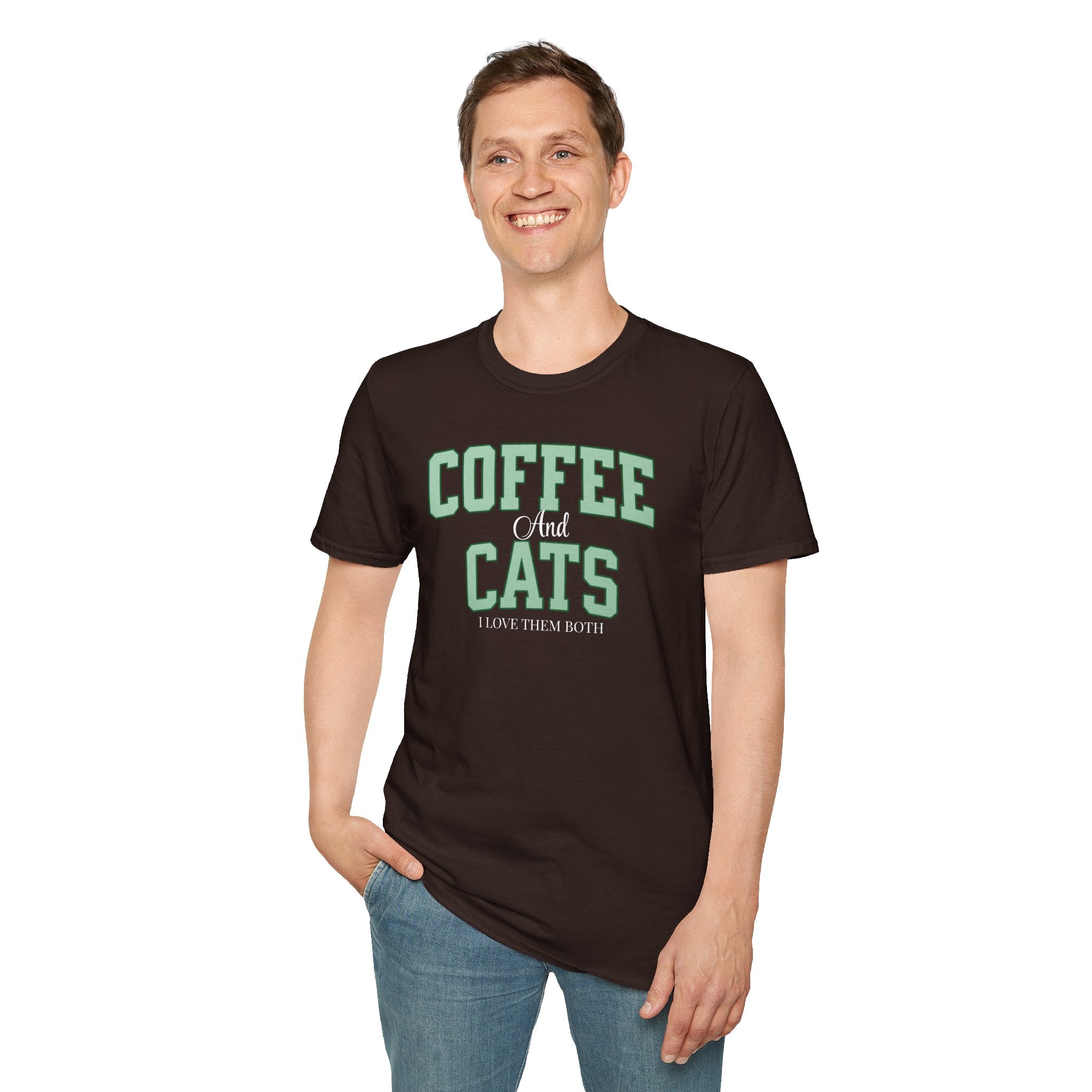 Coffee and Cats T-Shirt — "Coffee and Cats, I Love Them Both" Graphic Tee for Cat & Coffee Lovers