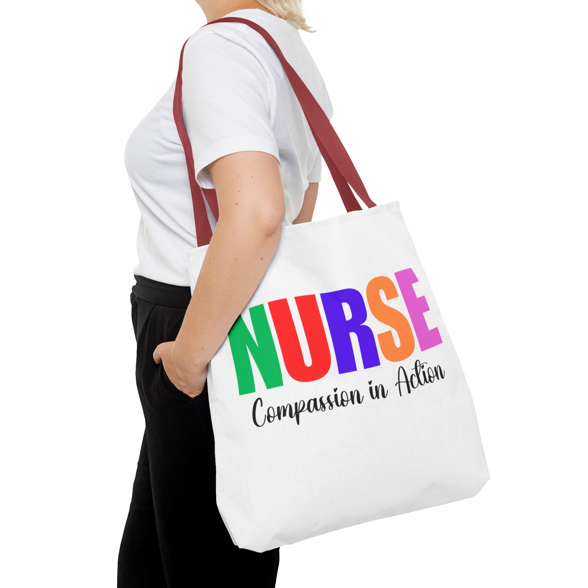 Nurse Compassion In Action Tote Bag (AOP), Gift for Nurse, Nurse Bag, Bag for Nurse