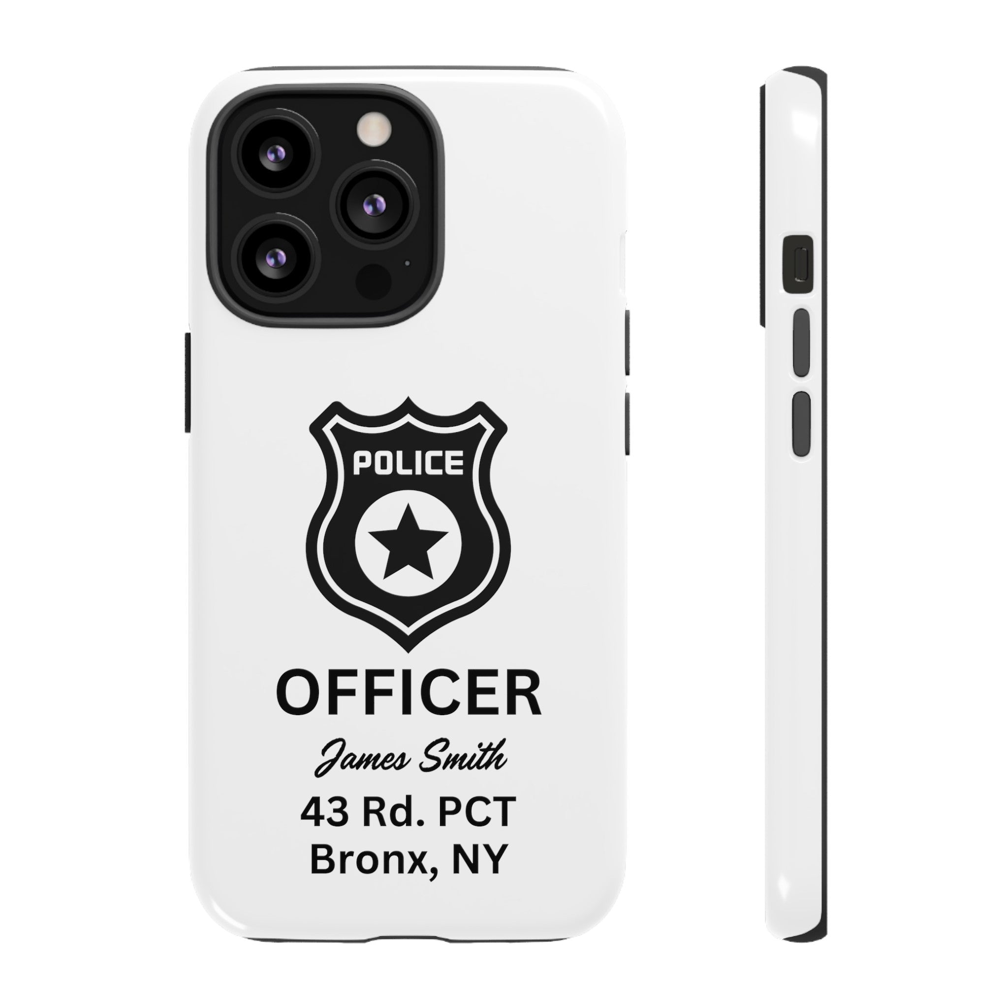 Personalized Police Officer iPhone, Samsung Tough Cases with Officer's Name and Precinct, Gift for Police Officers, Police Appreciation