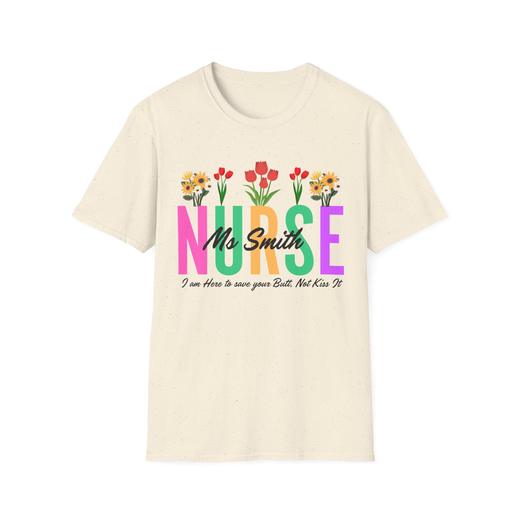 Personalized Floral Nurse Unisex Soft Style T-shirt with Nurse's Name, Gift for Nurse, Nurse's Appreciation, Nurse Shirt, Gift for Nurse, Nurse Graduation