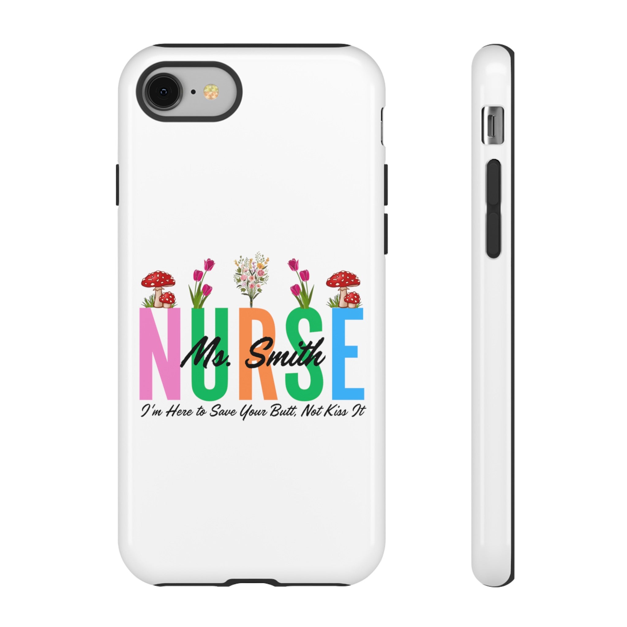 Personalized Floral Nurse iPhones and Samsung Galaxy Tough Cases, Nurse Name, Gift for Nurse, Nurse's Appreciation