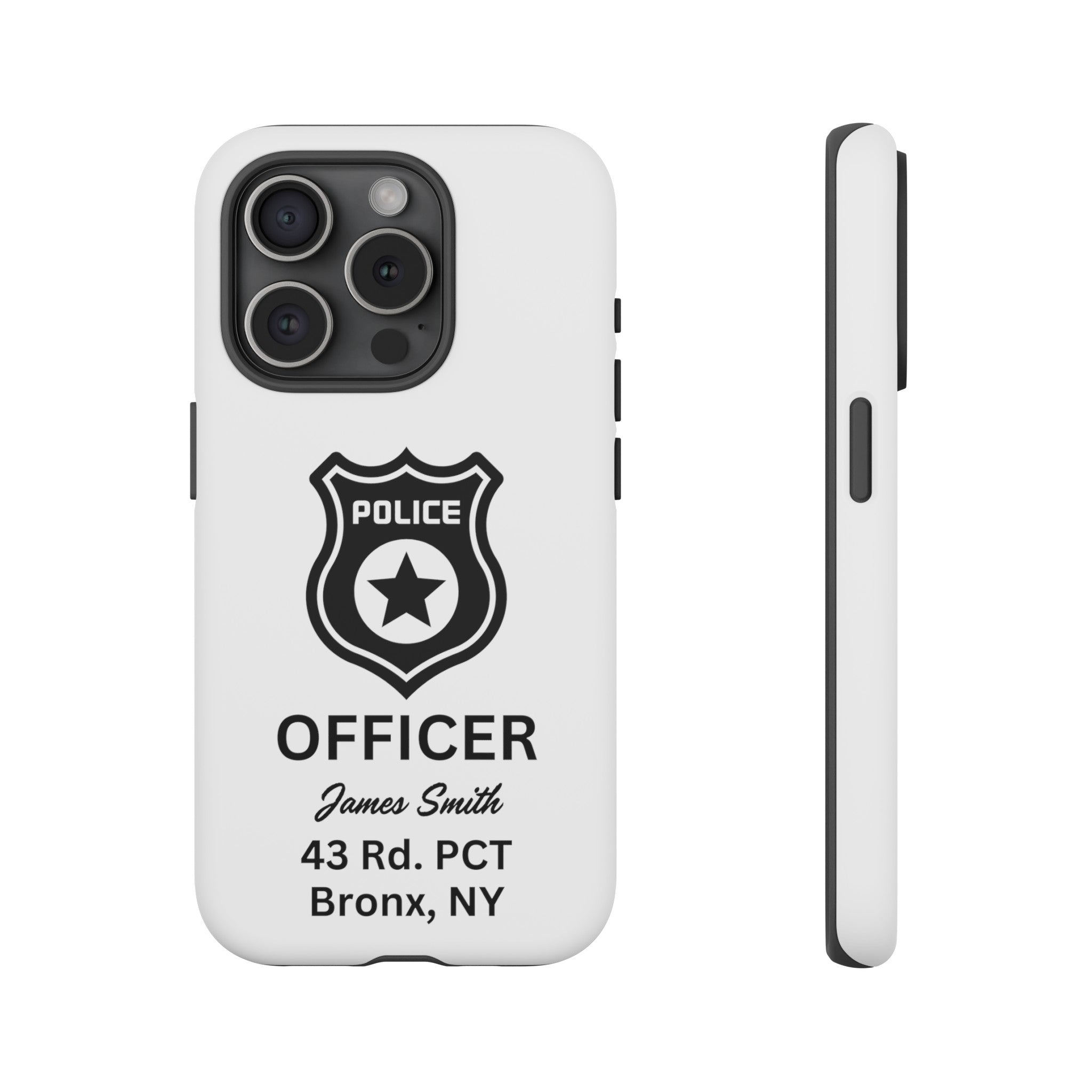 Personalized Police Officer iPhone, Samsung Tough Cases with Officer's Name and Precinct, Gift for Police Officers, Police Appreciation