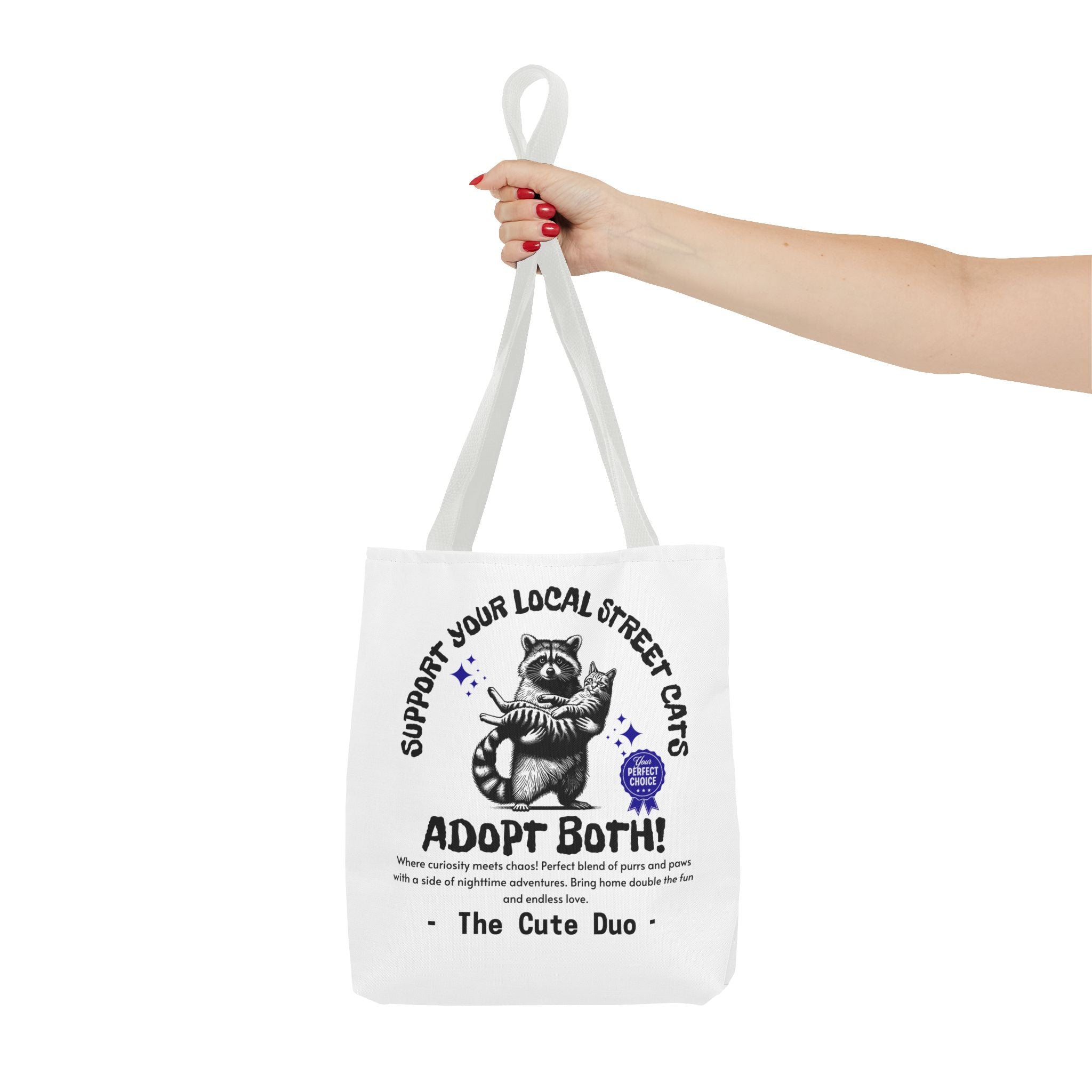 Funny Tote Bag (AOP), Funny Support Your Local Street Cats bag, Gift for Cat Lovers, Funny Raccoons Bag, Gift for Cat Mom