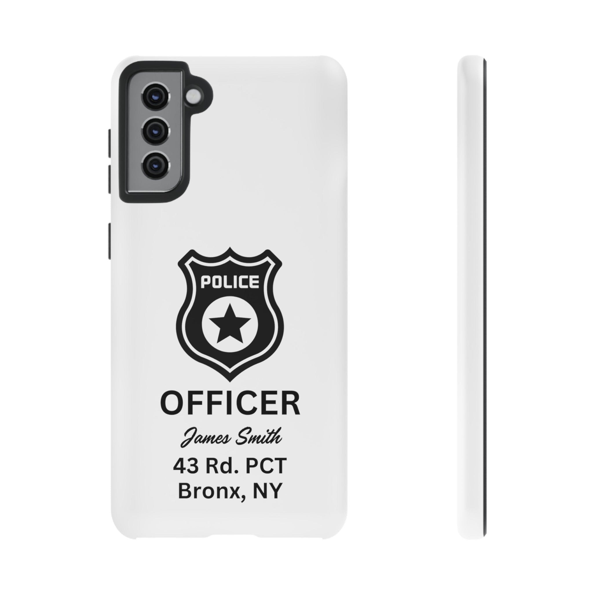 Personalized Police Officer iPhone, Samsung Tough Cases with Officer's Name and Precinct, Gift for Police Officers, Police Appreciation