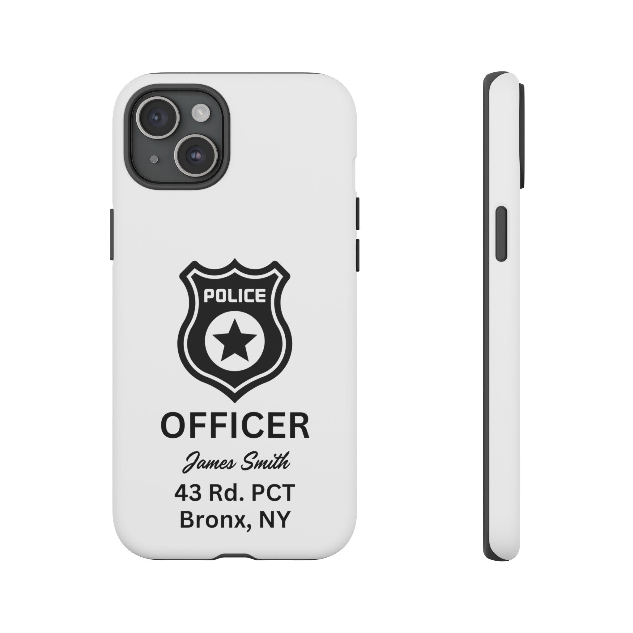 Personalized Police Officer iPhone, Samsung Tough Cases with Officer's Name and Precinct, Gift for Police Officers, Police Appreciation