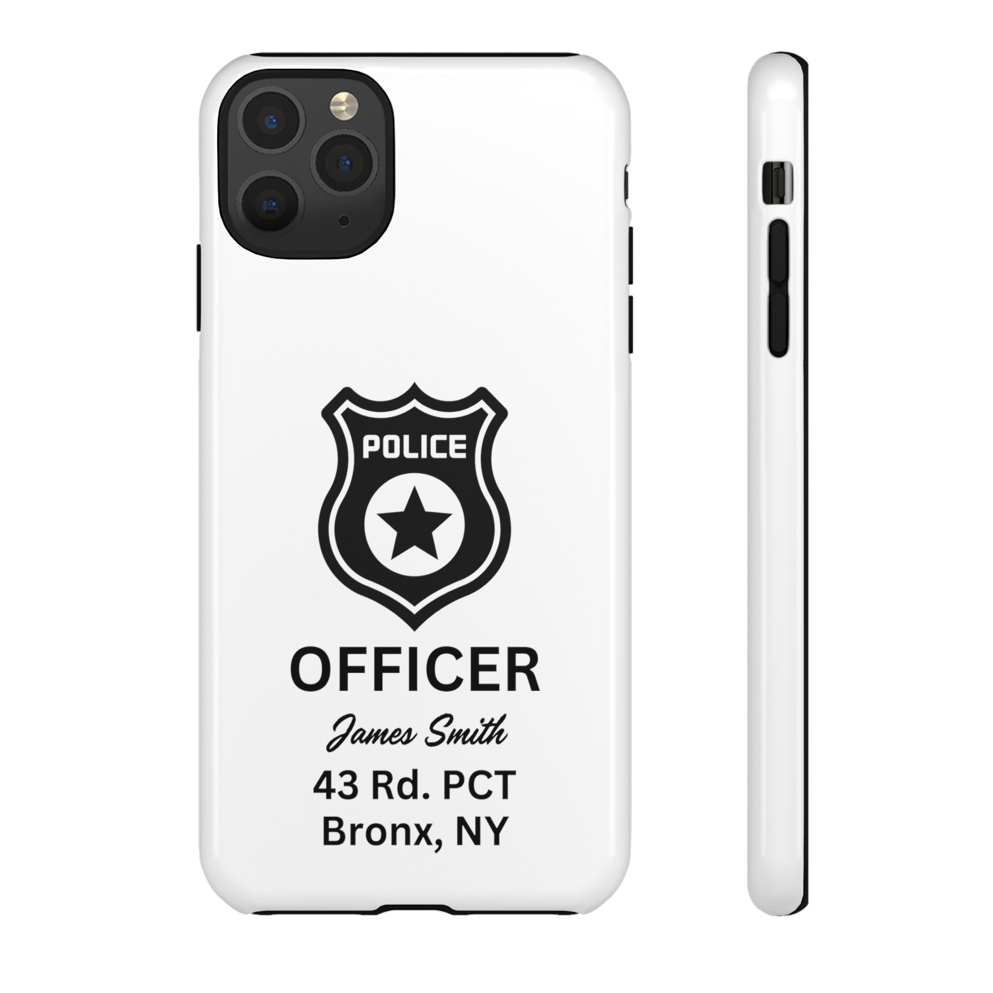 Personalized Police Officer iPhone, Samsung Tough Cases with Officer's Name and Precinct, Gift for Police Officers, Police Appreciation