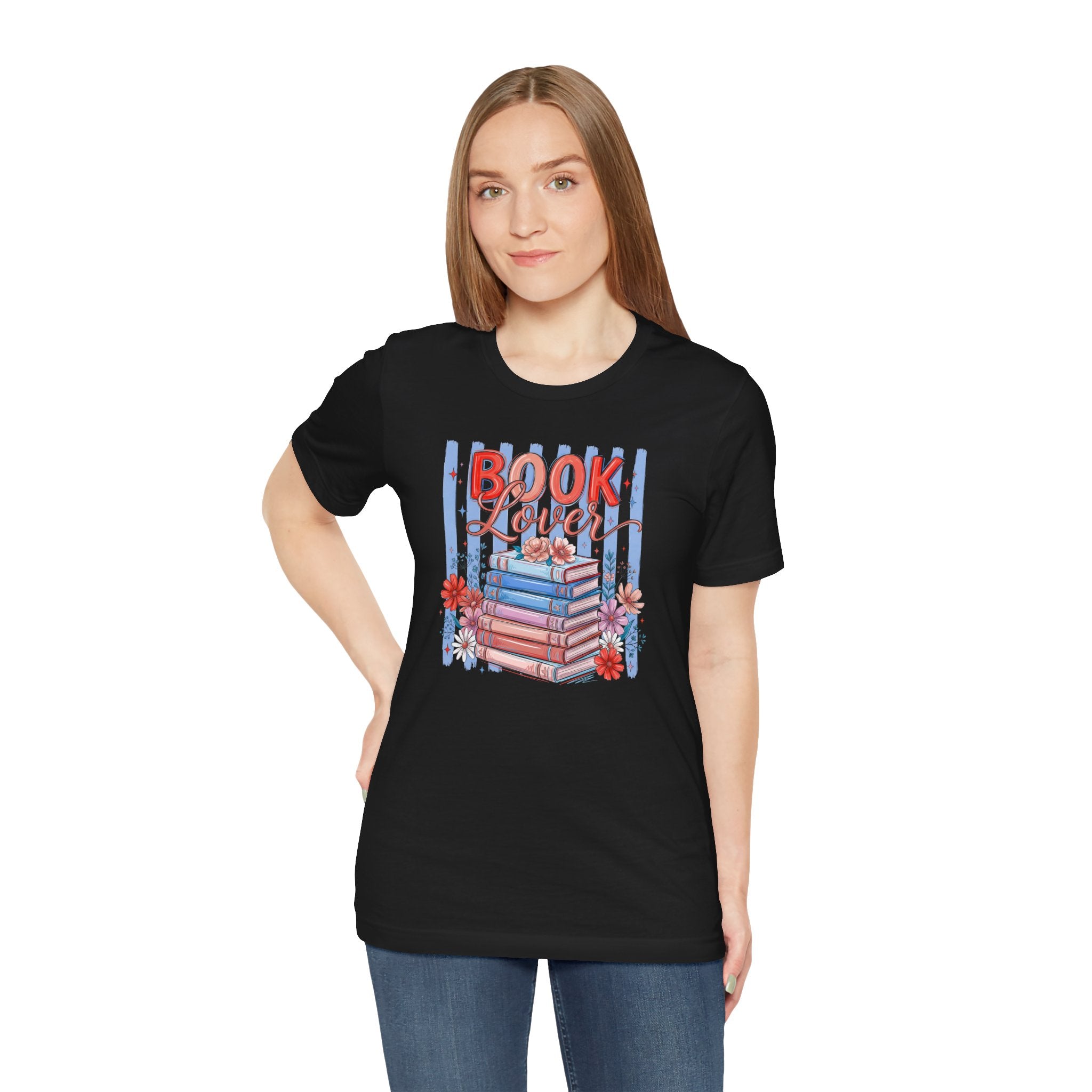 Book Lover Shirt,  Bella Canvas 3001 Striped Bookish Tee, Gift for Book Lover