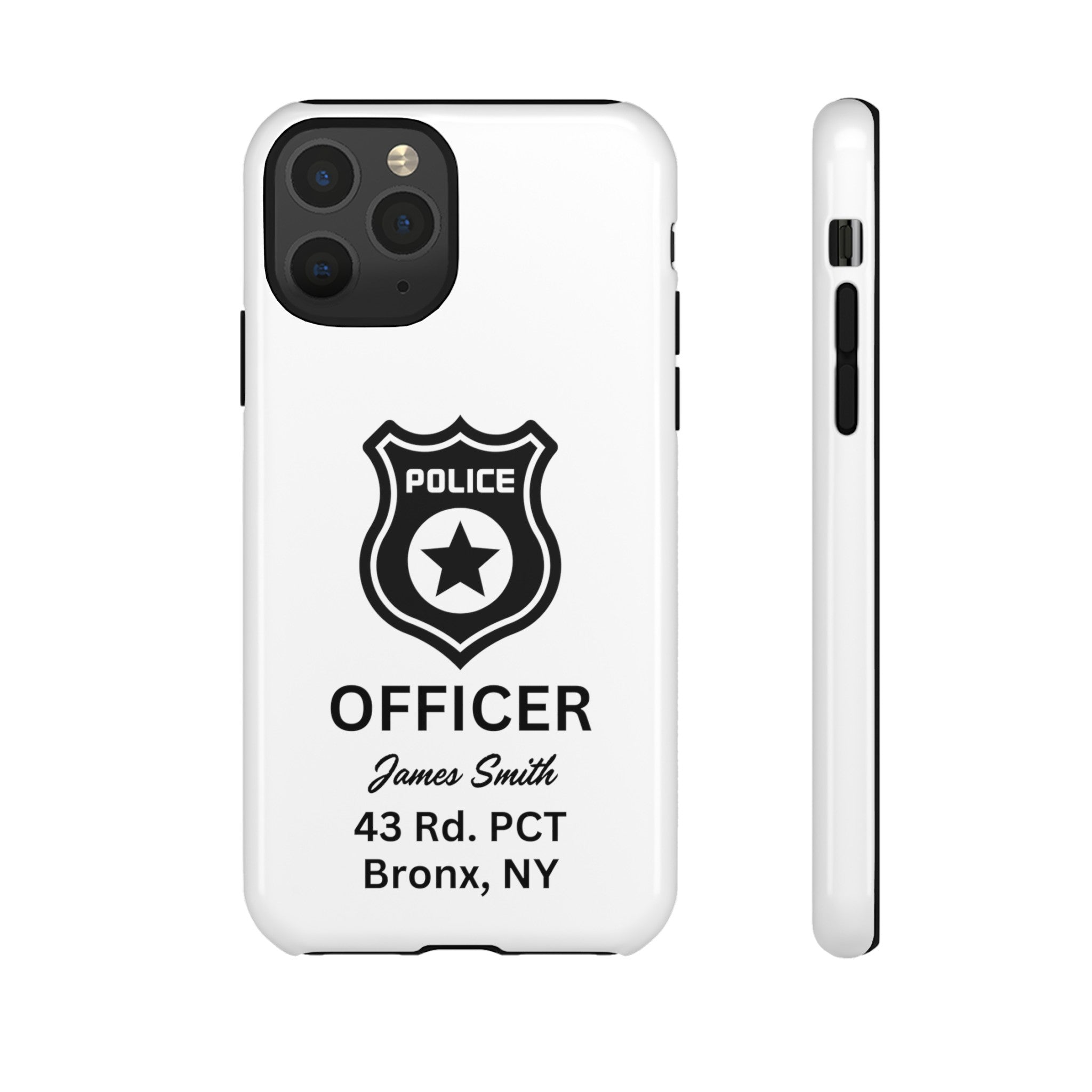 Personalized Police Officer iPhone, Samsung Tough Cases with Officer's Name and Precinct, Gift for Police Officers, Police Appreciation