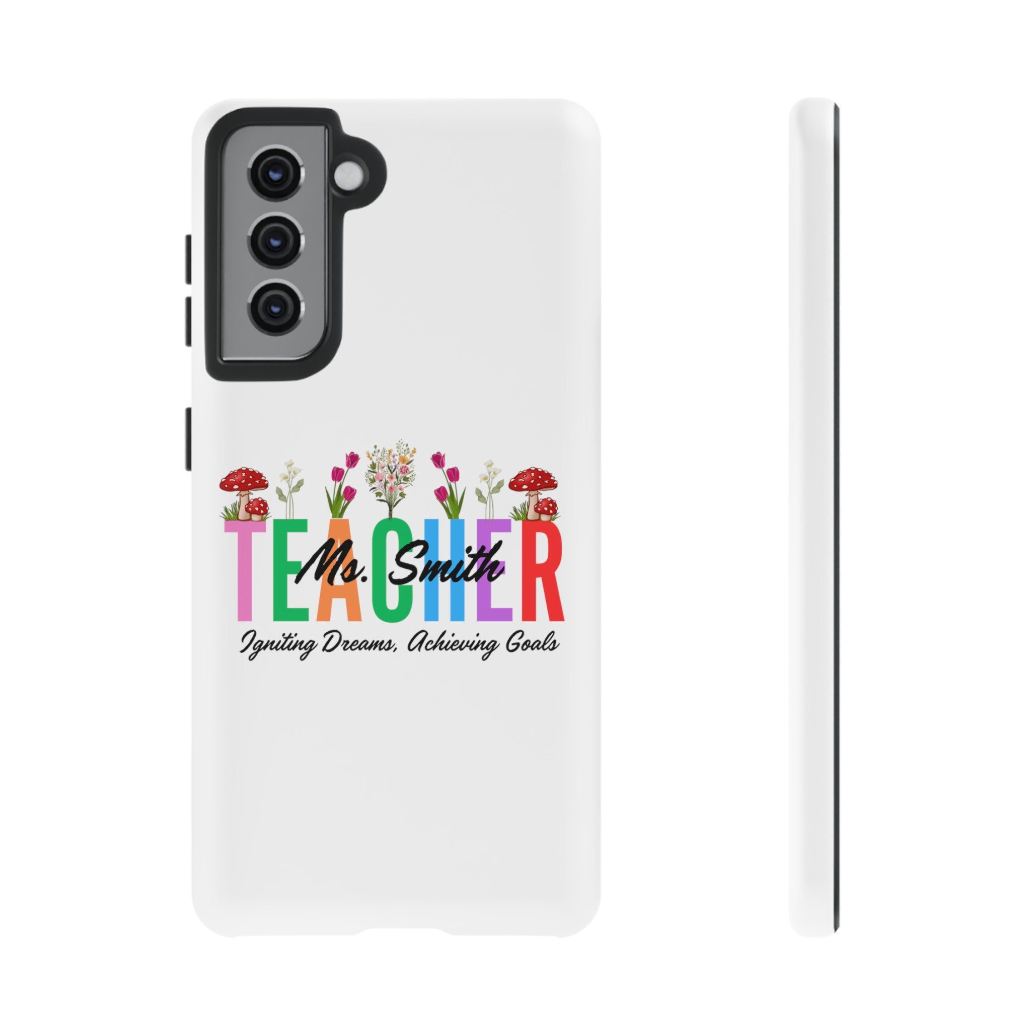 Personalized Floral Teacher iPhones and Samsung Galaxy Tough Cases, Teacher Name, Gift for teacher, Teacher's Appreciation