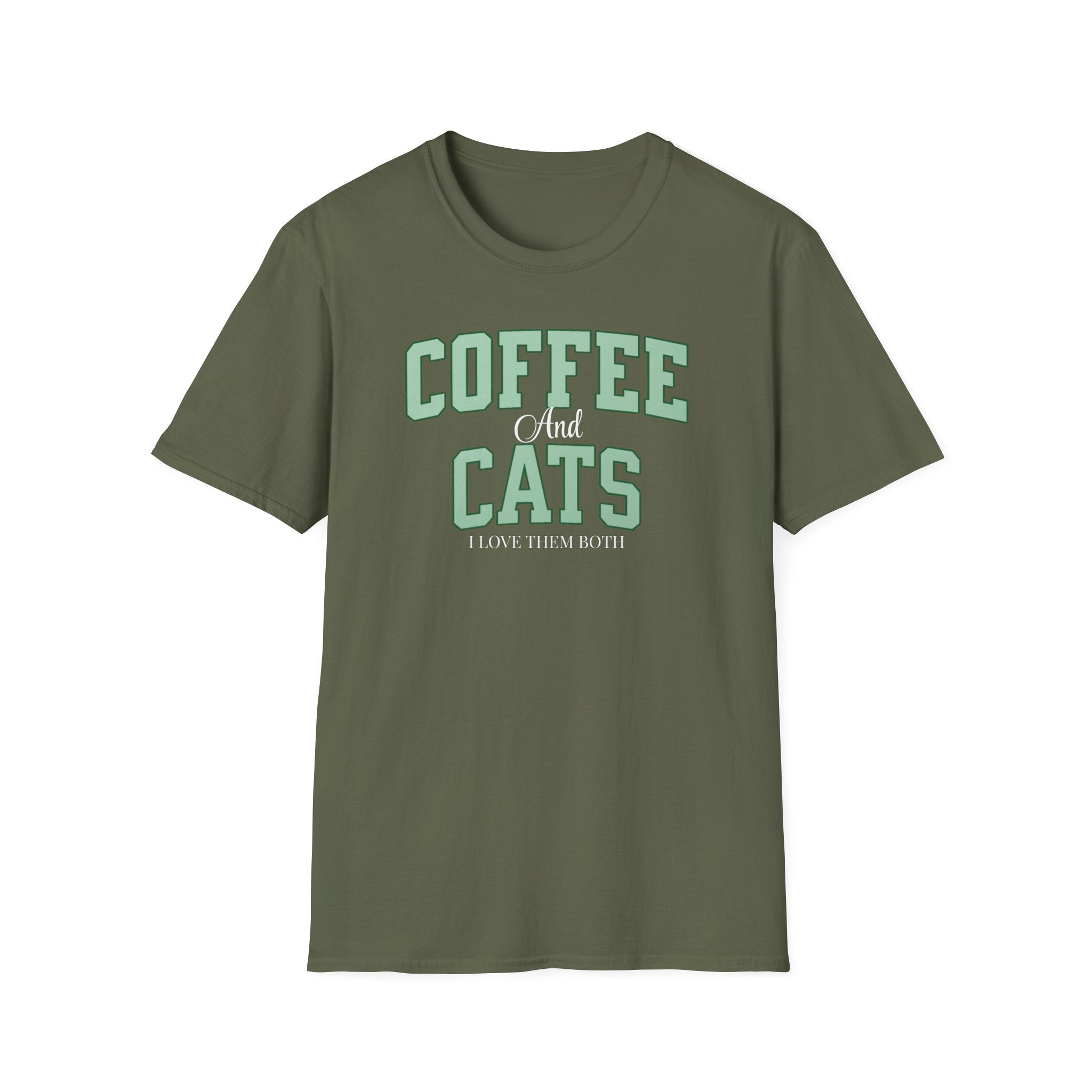Coffee and Cats T-Shirt — "Coffee and Cats, I Love Them Both" Graphic Tee for Cat & Coffee Lovers