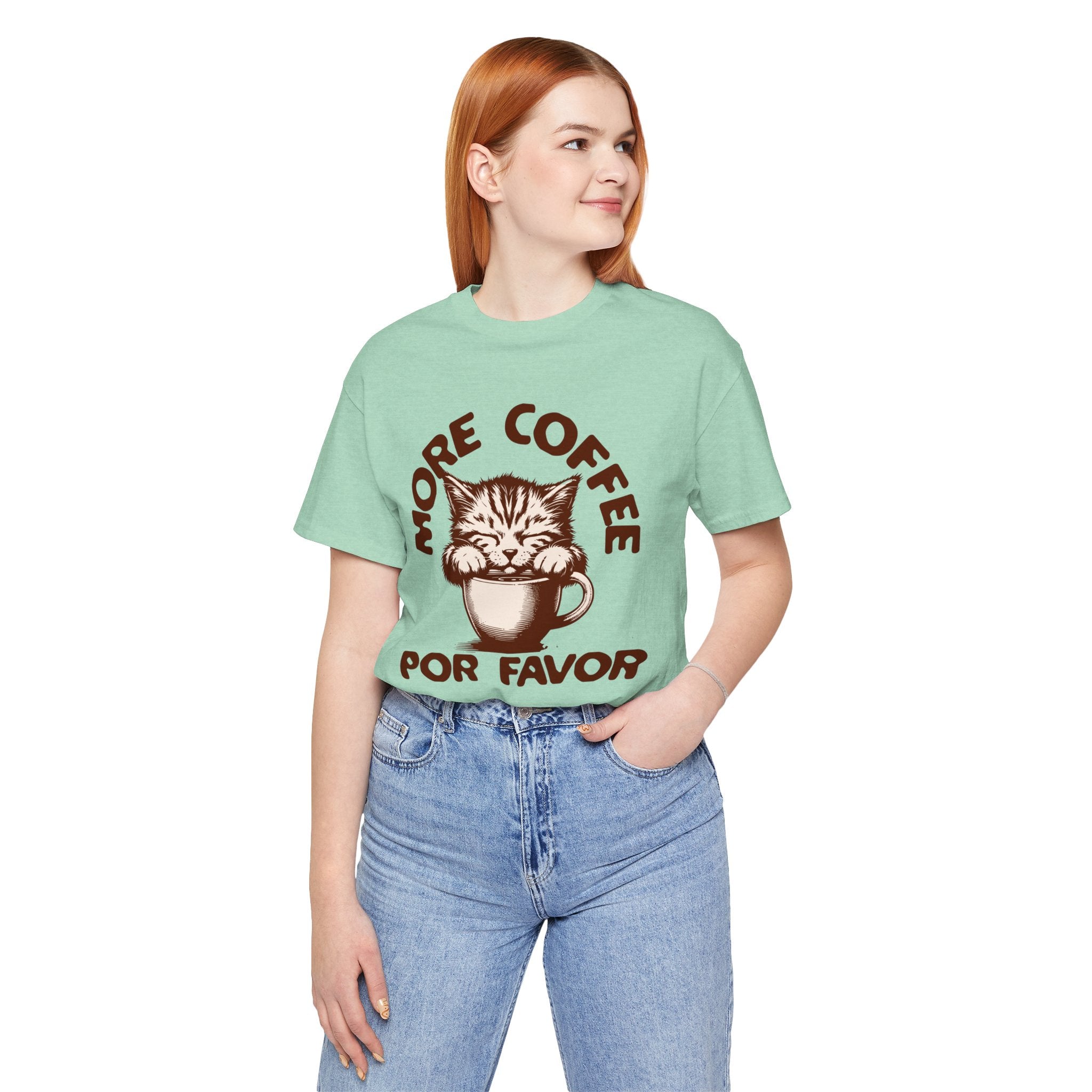 More Coffee Por Favor Funny Unisex Jersey Short Sleeve Tee, Gift for Mom, Gift for Dad, Gift for Teacher, Gift for friend