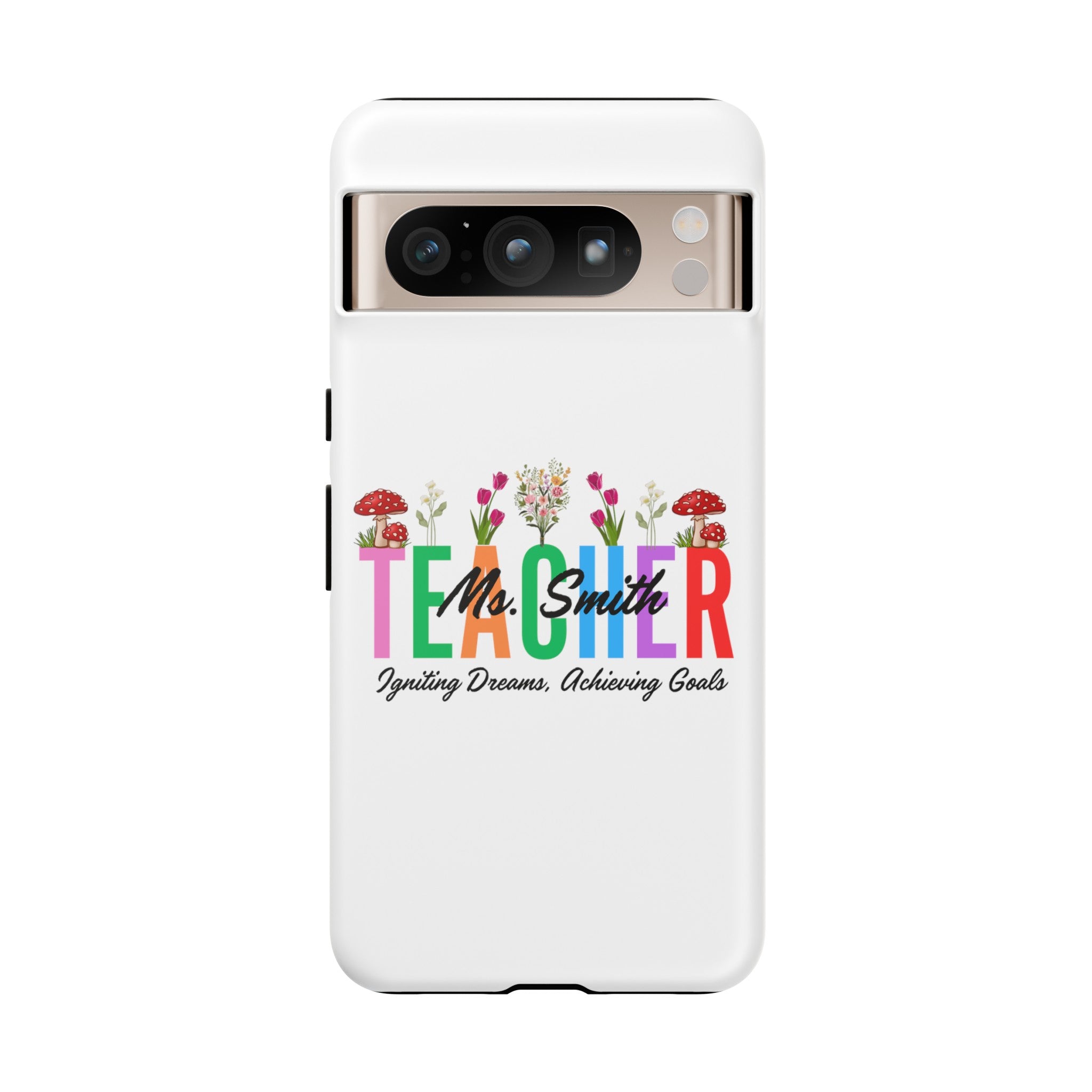 Personalized Floral Teacher iPhones and Samsung Galaxy Tough Cases, Teacher Name, Gift for teacher, Teacher's Appreciation