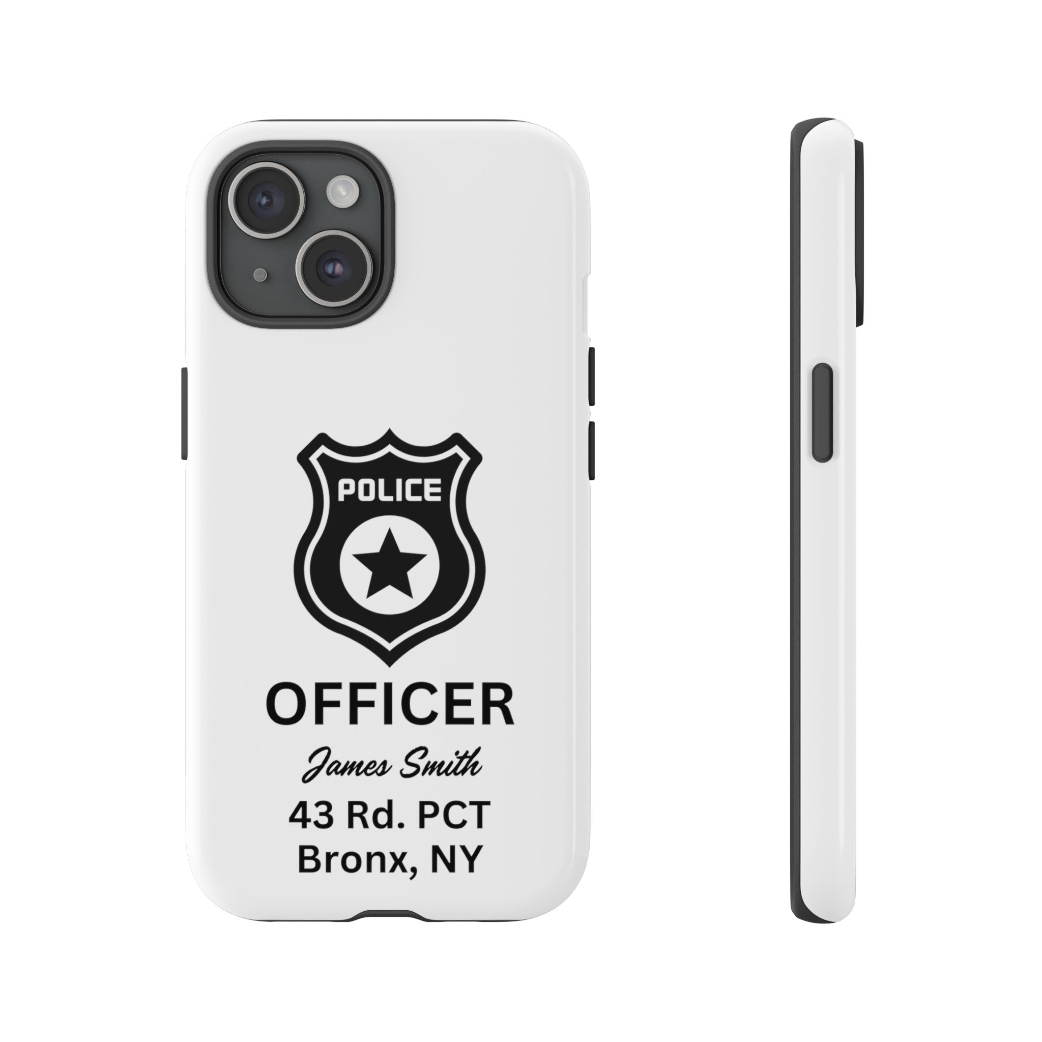 Personalized Police Officer iPhone, Samsung Tough Cases with Officer's Name and Precinct, Gift for Police Officers, Police Appreciation