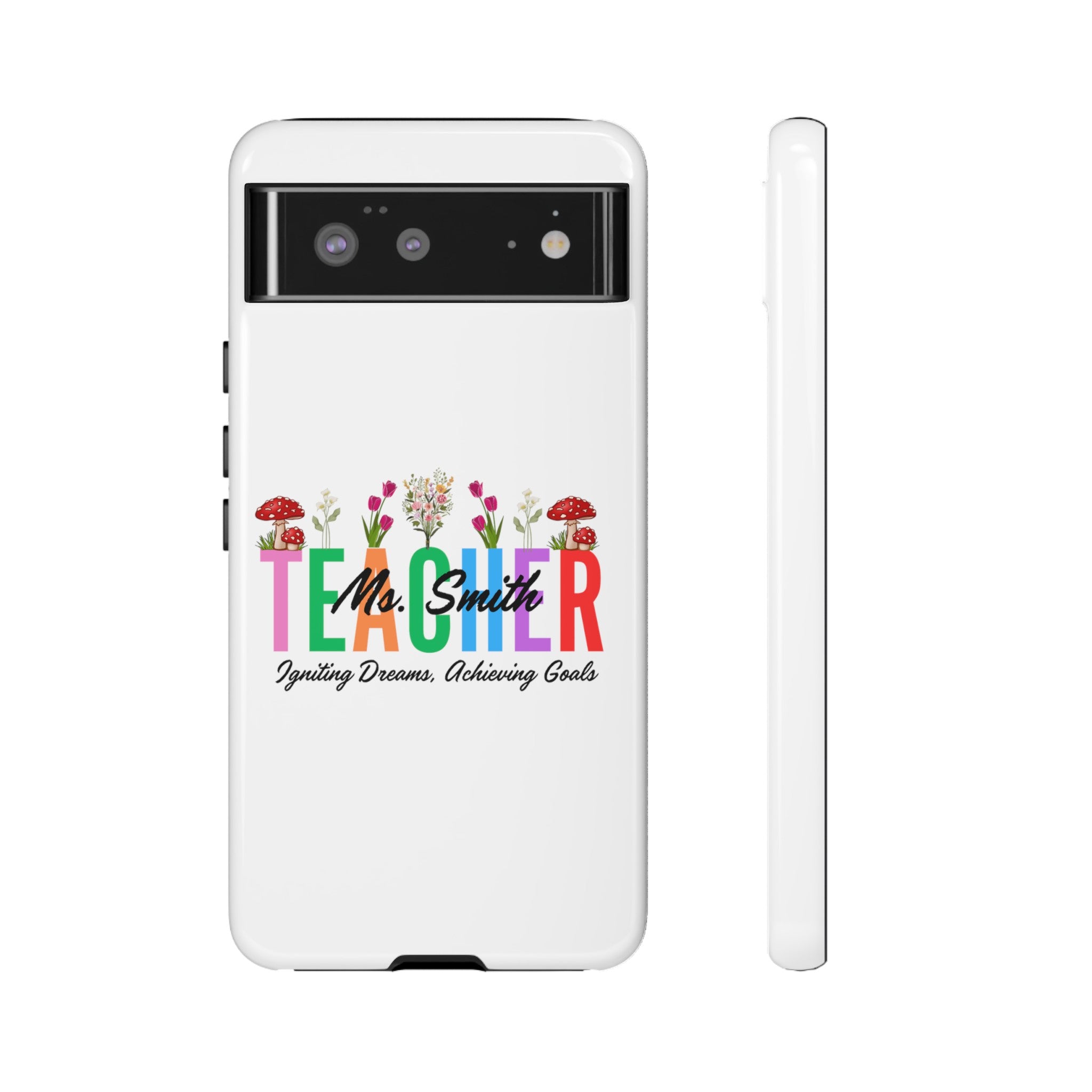 Personalized Floral Teacher iPhones and Samsung Galaxy Tough Cases, Teacher Name, Gift for teacher, Teacher's Appreciation