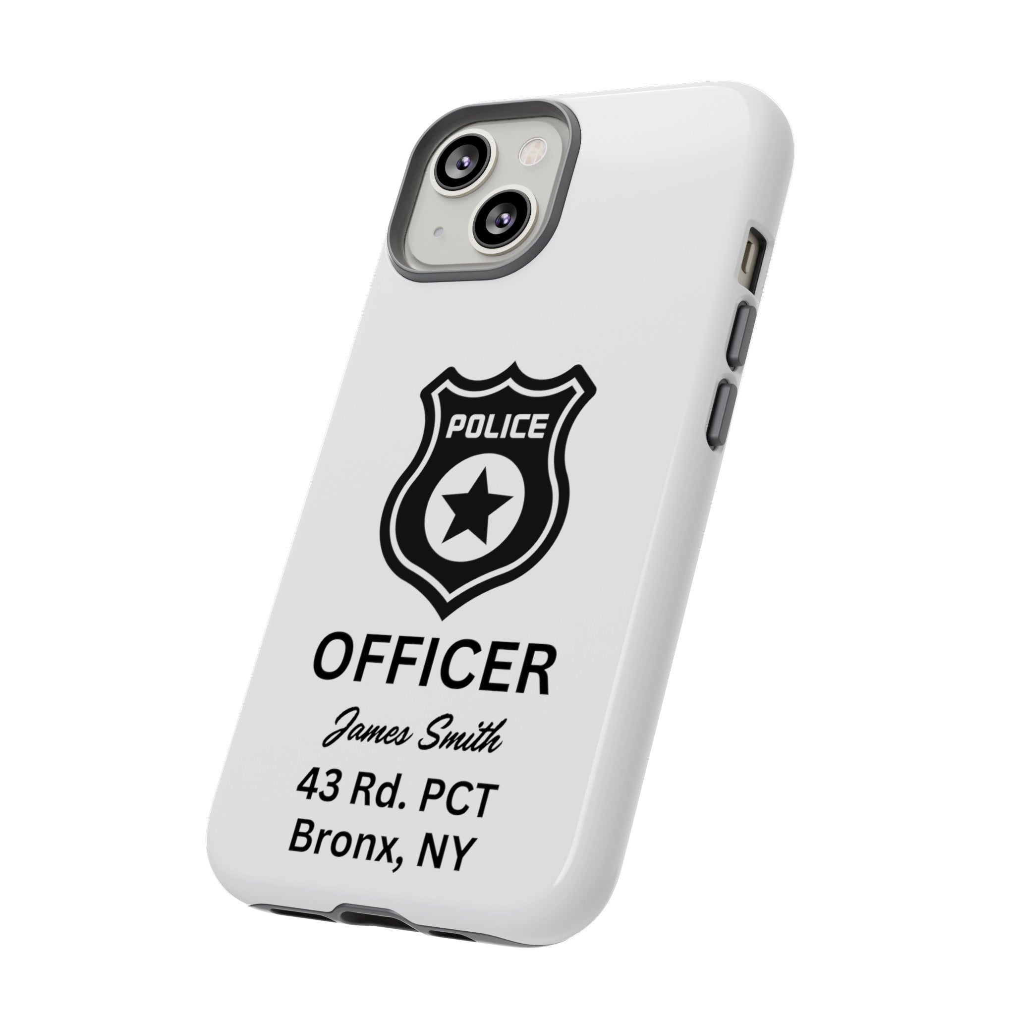 Personalized Police Officer iPhone, Samsung Tough Cases with Officer's Name and Precinct, Gift for Police Officers, Police Appreciation