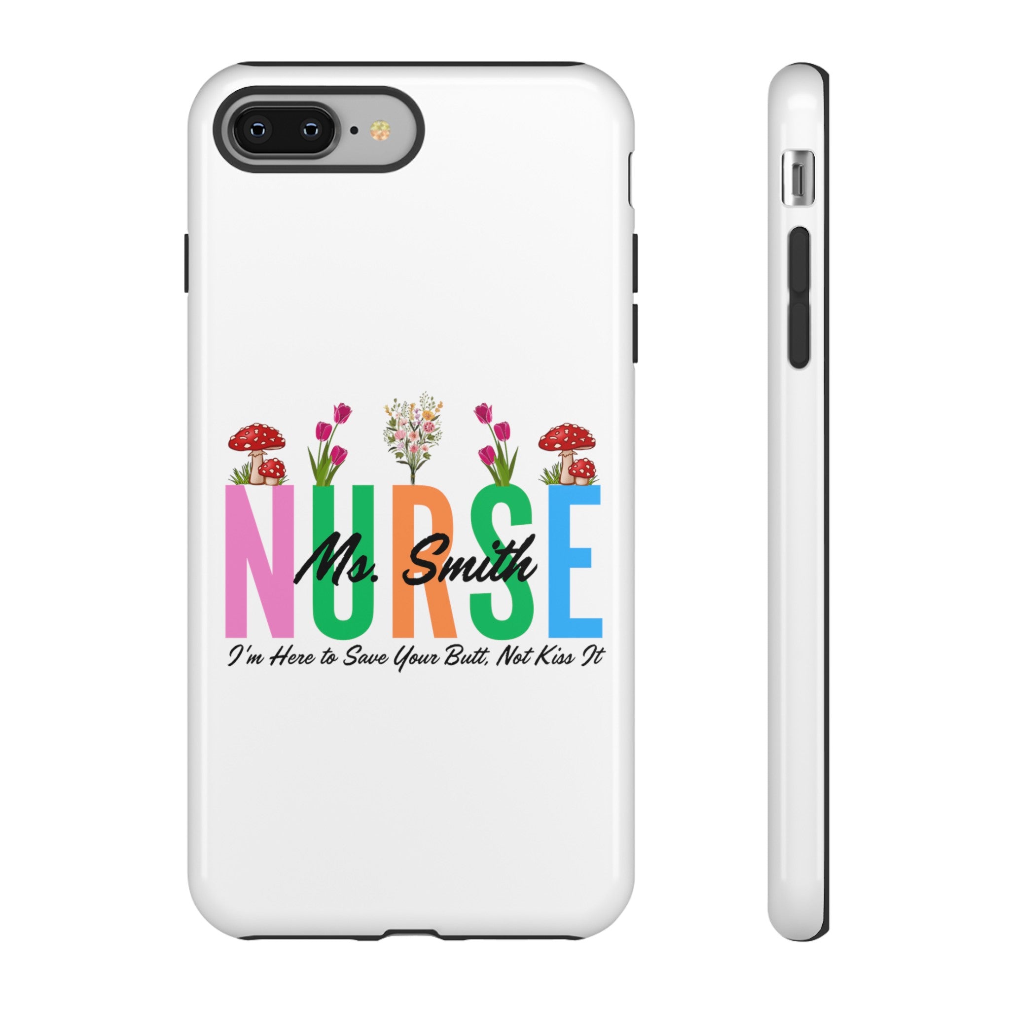 Personalized Floral Nurse iPhones and Samsung Galaxy Tough Cases, Nurse Name, Gift for Nurse, Nurse's Appreciation